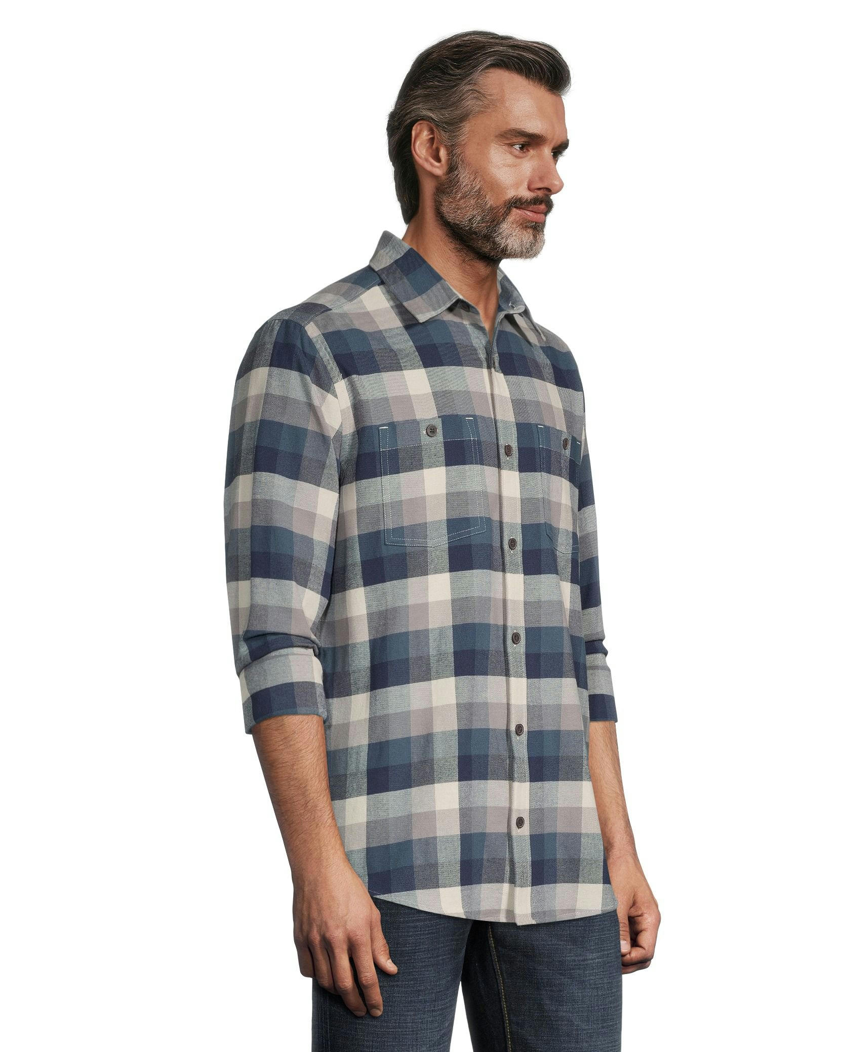 WindRiver Men's Stretch Regular Fit Basic Flannel Shirt