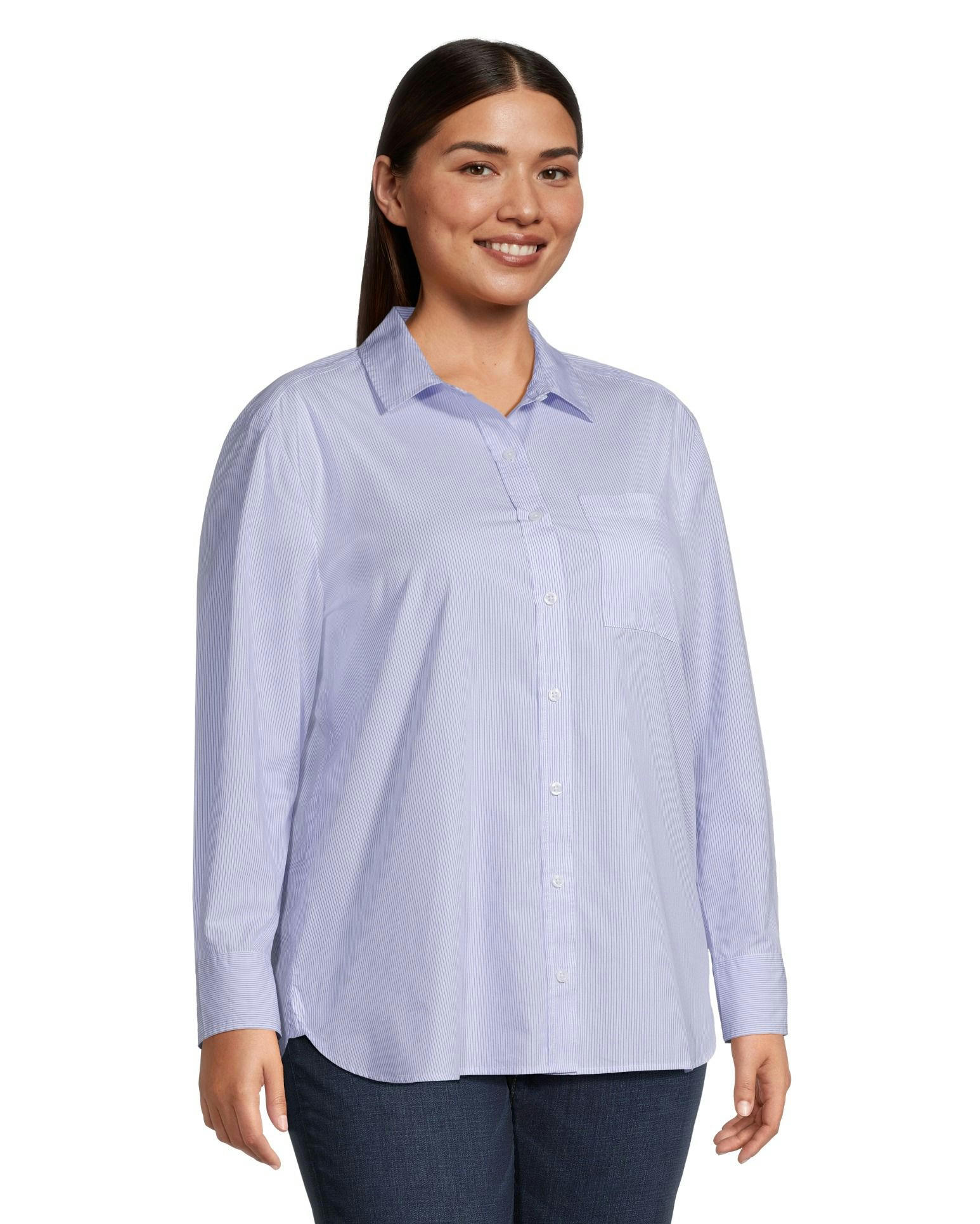 Denver Hayes Women's Semi Fitted Long Sleeve Button Up Shirt