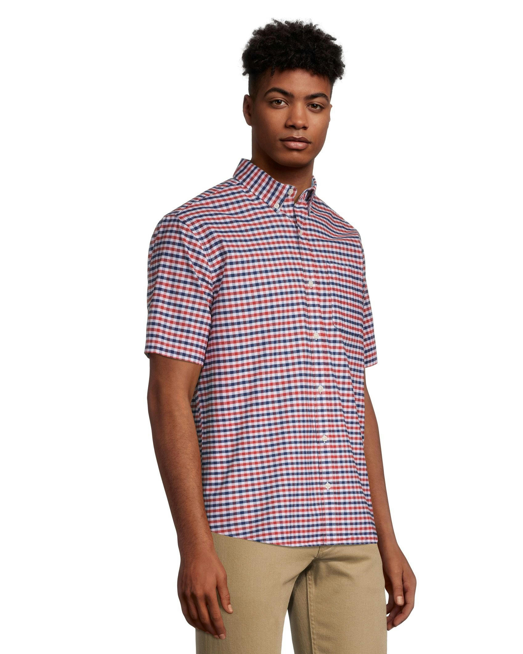 Denver Hayes Men's Classic Fit Short Sleeve Oxford Casual Shirt