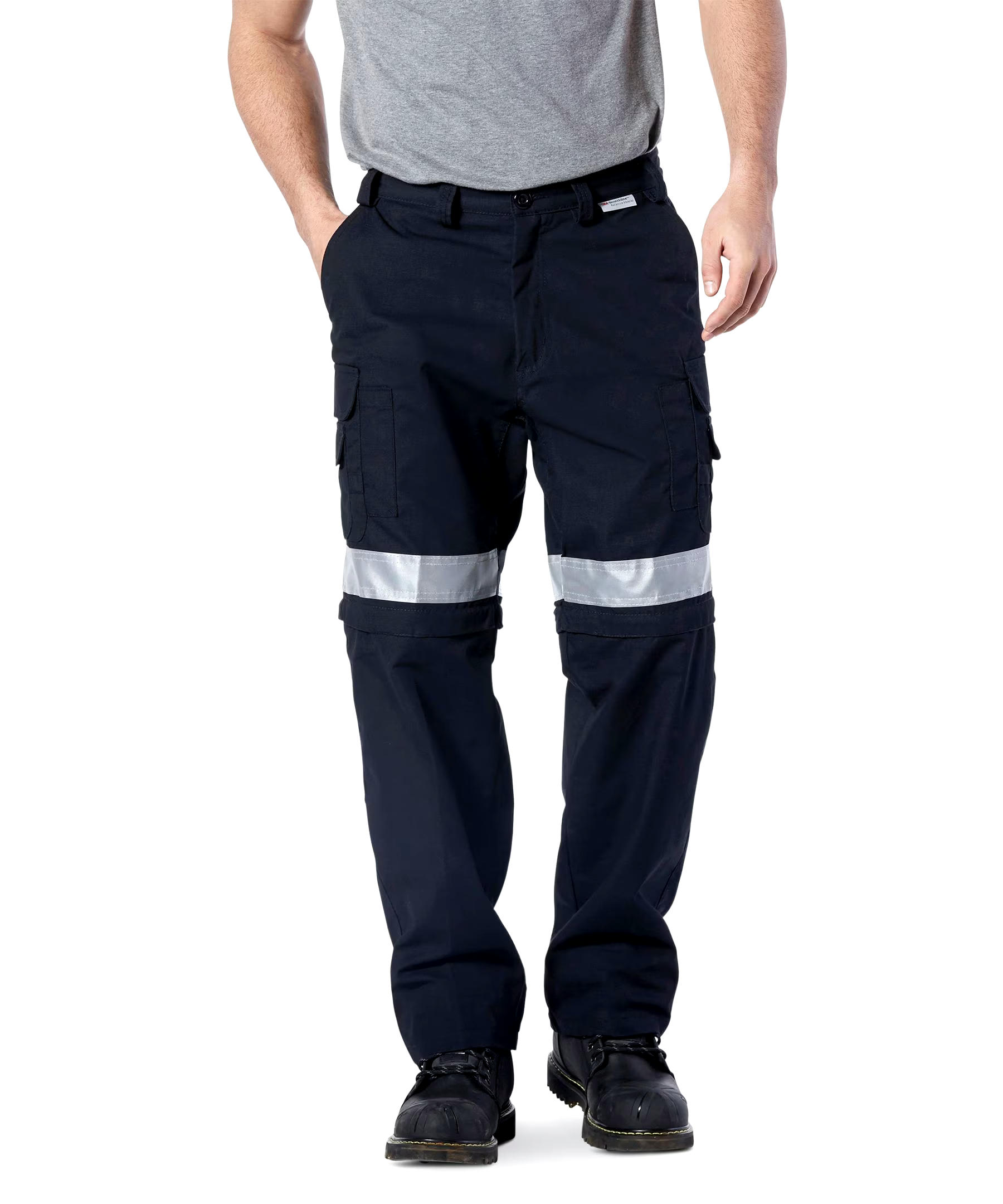 Coolworks Men's Ventilated Poly Cotton Work Pants with Reflective Tape - Navy