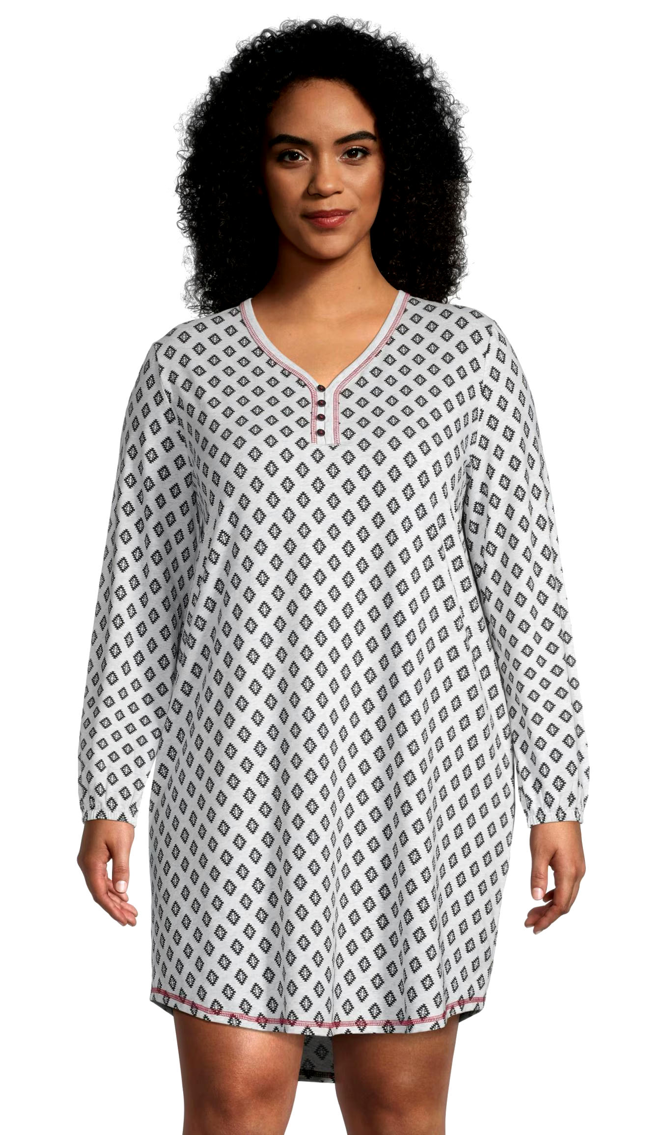 Denver Hayes Women's Jersey Henley Pajama Nightshirt