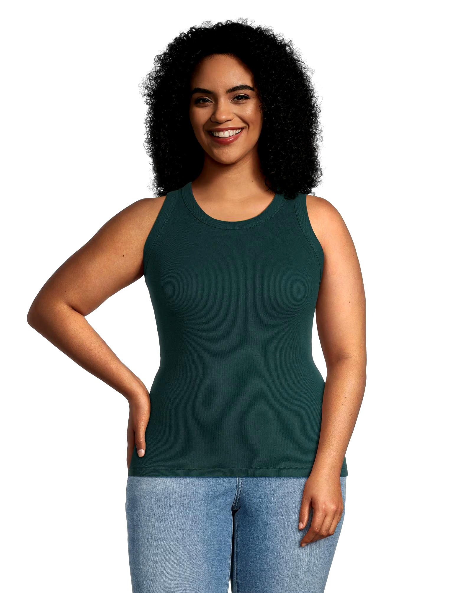 Denver Hayes Women's Fitted High Neck Ribbed Tank Top