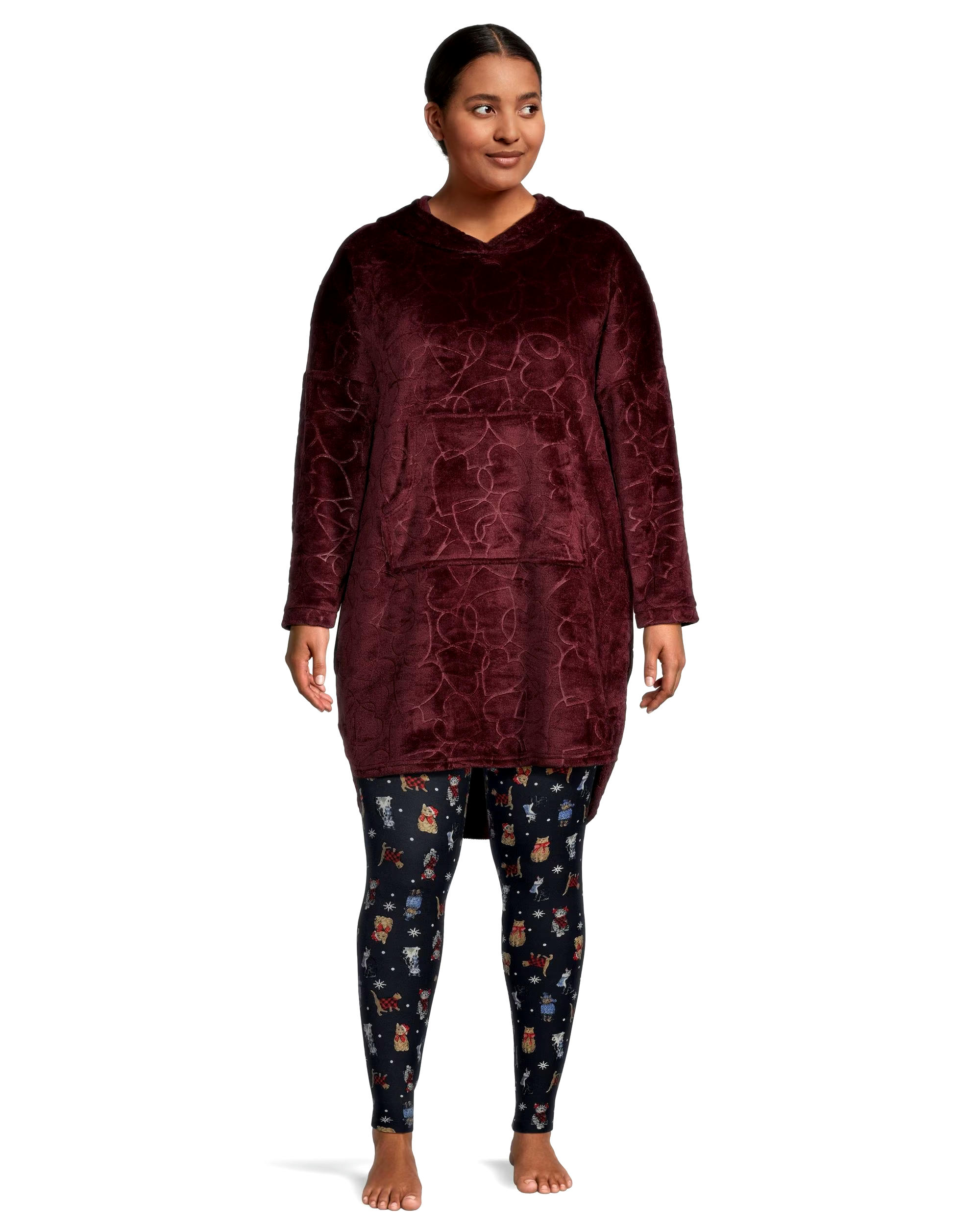 Denver Hayes Women's Plush Velour Hooded Night Shirt