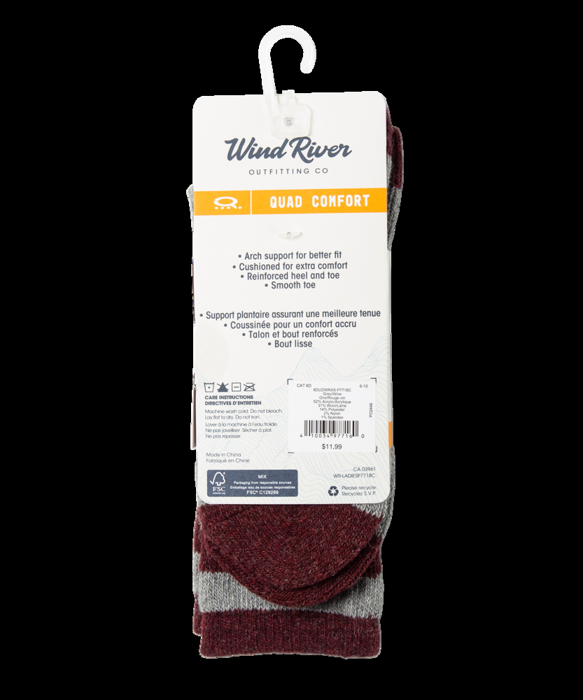 WindRiver Women's QUAD COMFORT Wool Blend Lightweight Hiker Socks