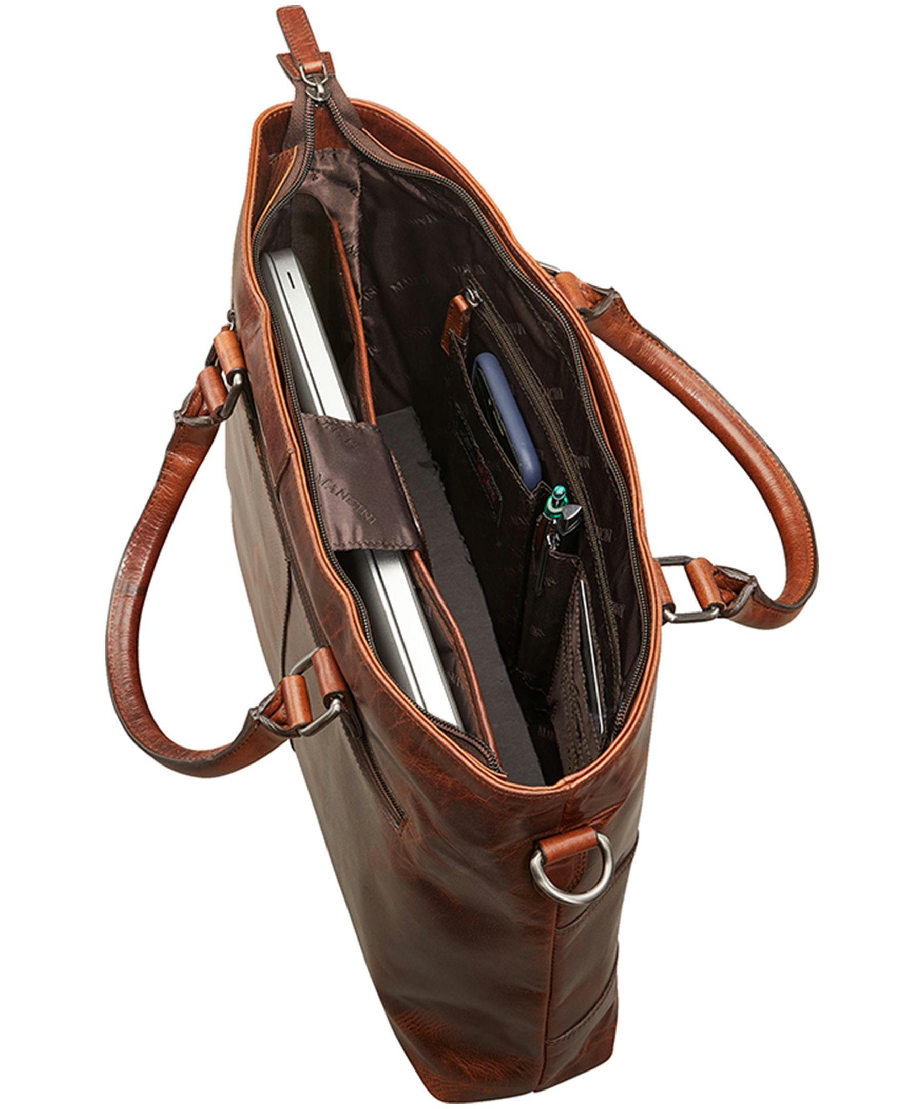 Mancini Leather Goods Unisex Buffalo Laptop Tote Bag Black