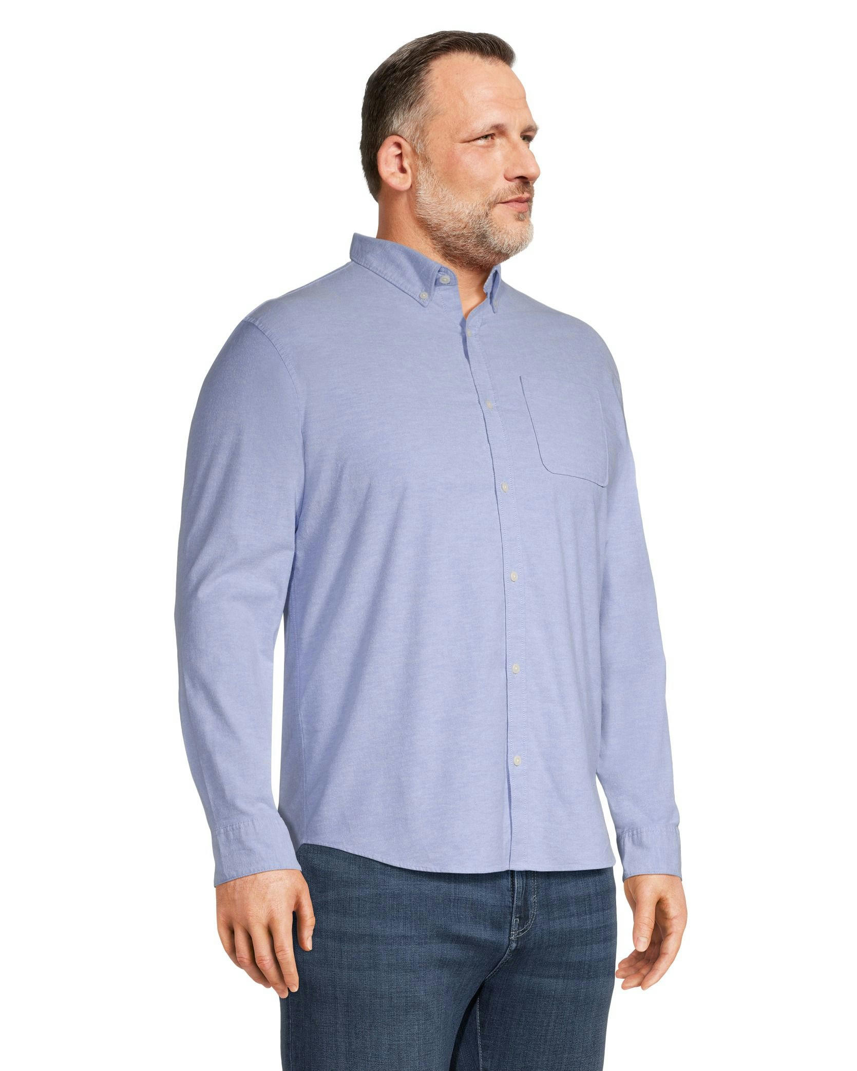 Denver Hayes Men's Long Sleeve Classic Fit Stretch Casual Oxford Shirt