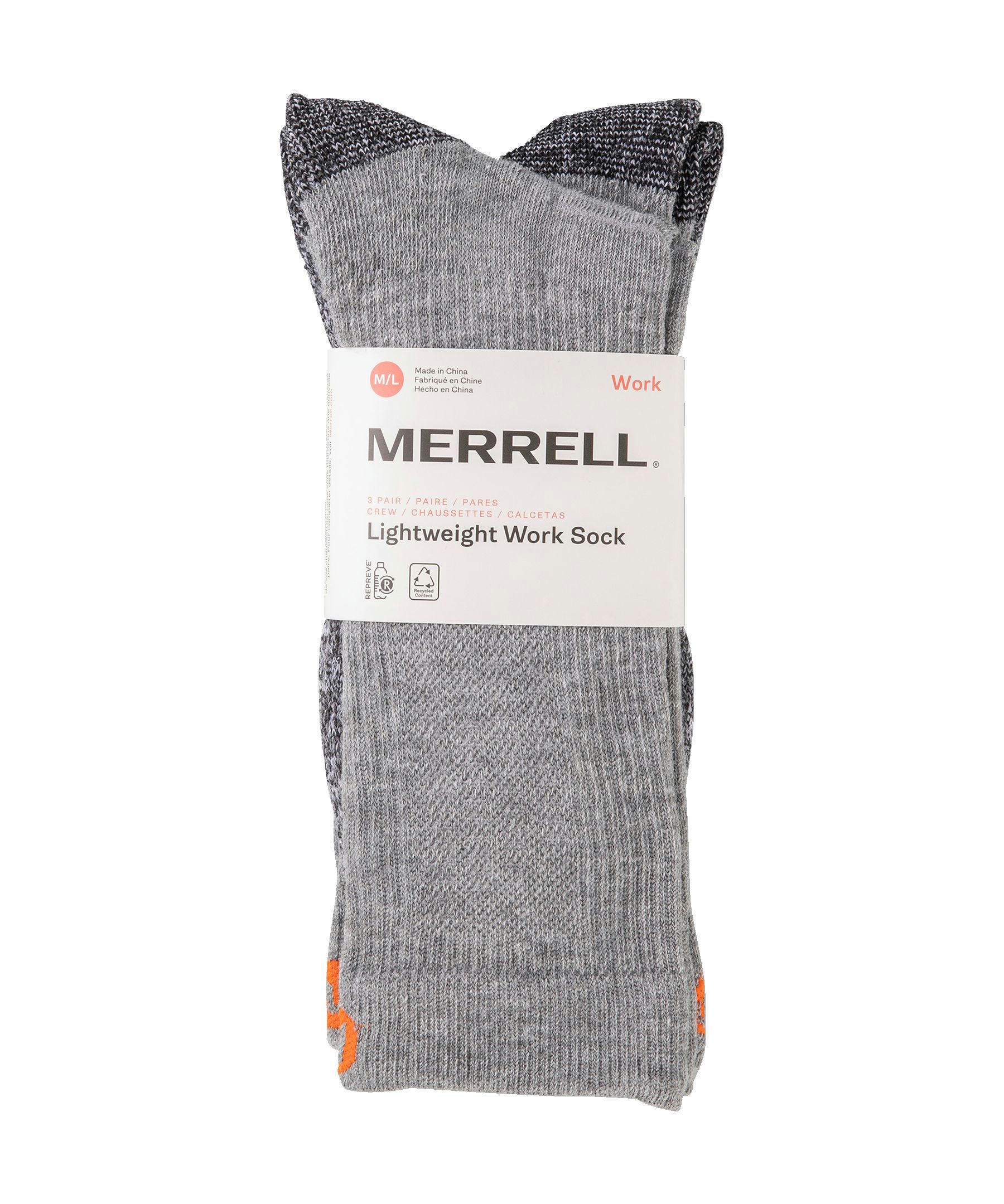 Merrell Men's 3-Pack Lightweight Work Crew Socks
