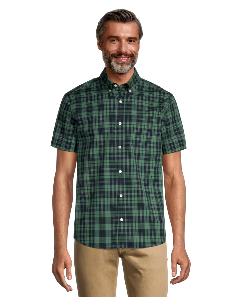 Denver Hayes Men's Modern Fit Short Sleeve Plaid Casual Sport Shirt