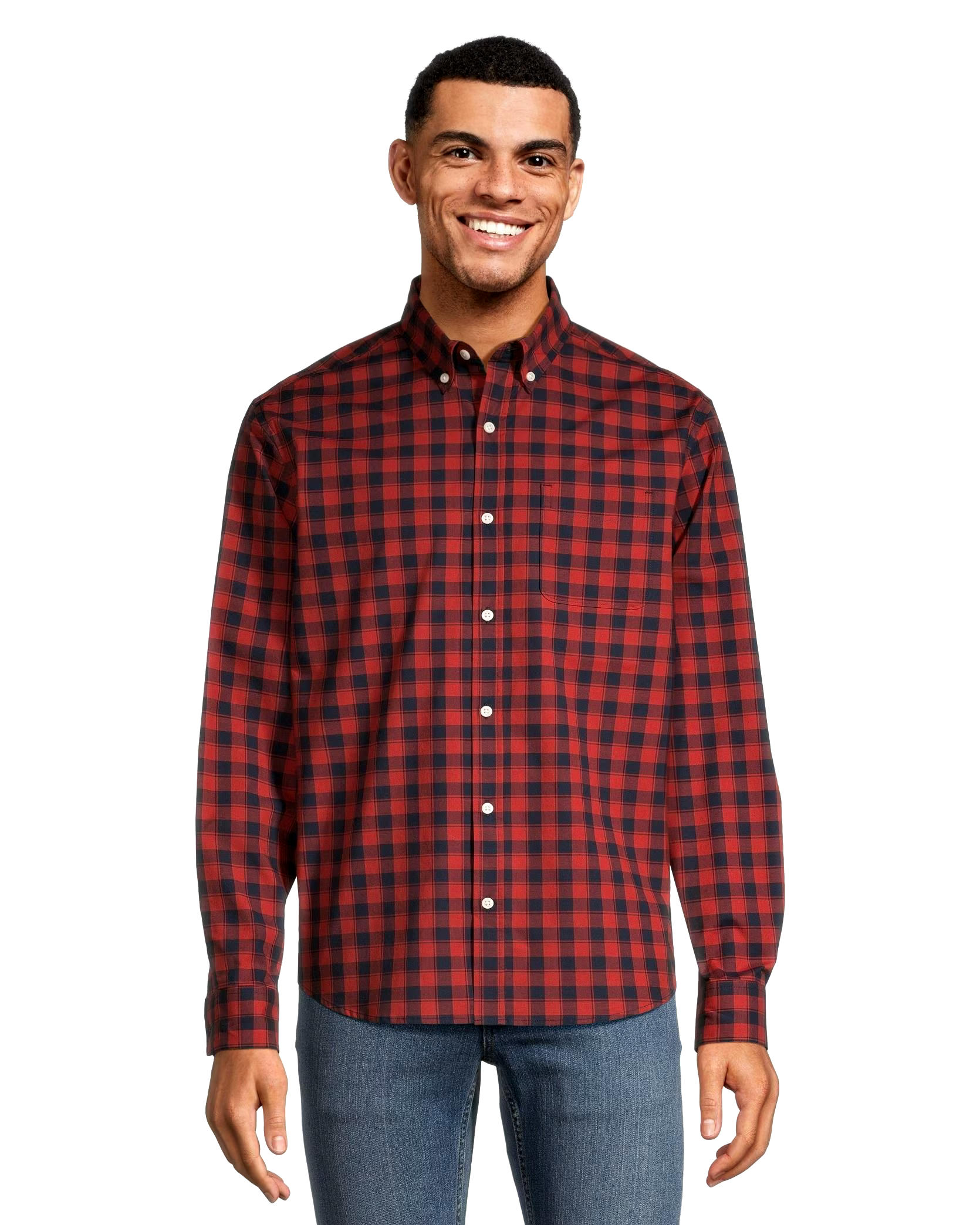 Denver Hayes Sport Plaid Classing Fit Long Sleeve Shirt