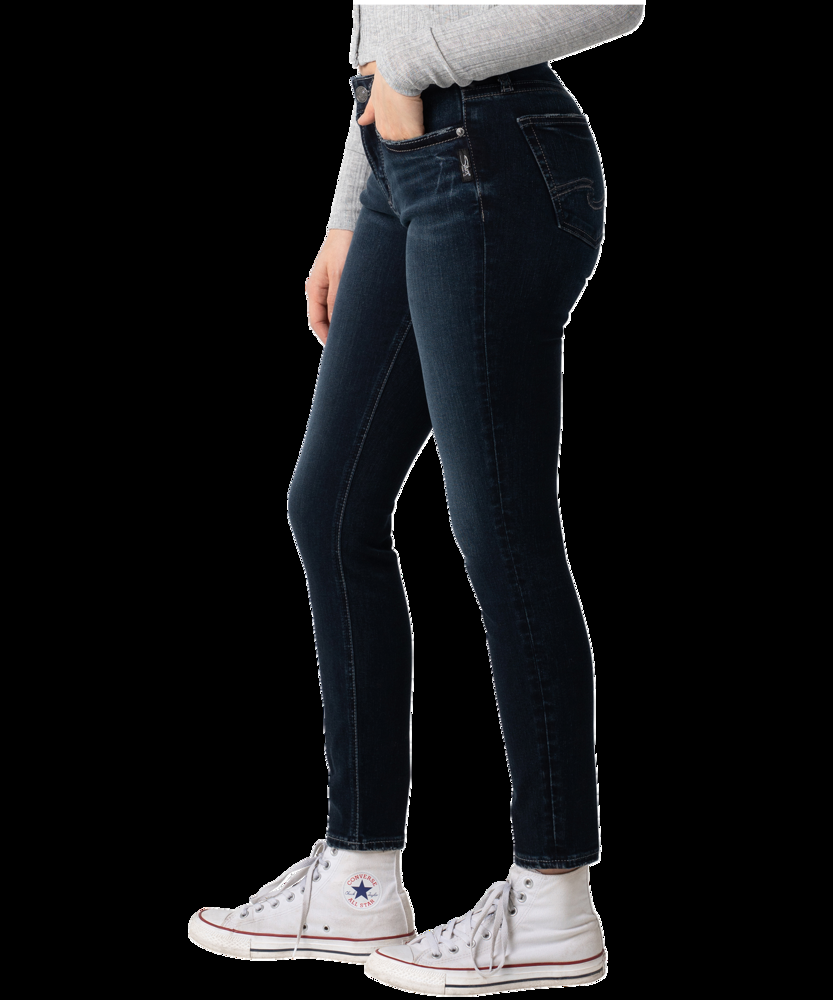 Silver Women's Suki Curvy Fit Mid Rise Skinny Jeans - Dark Indigo