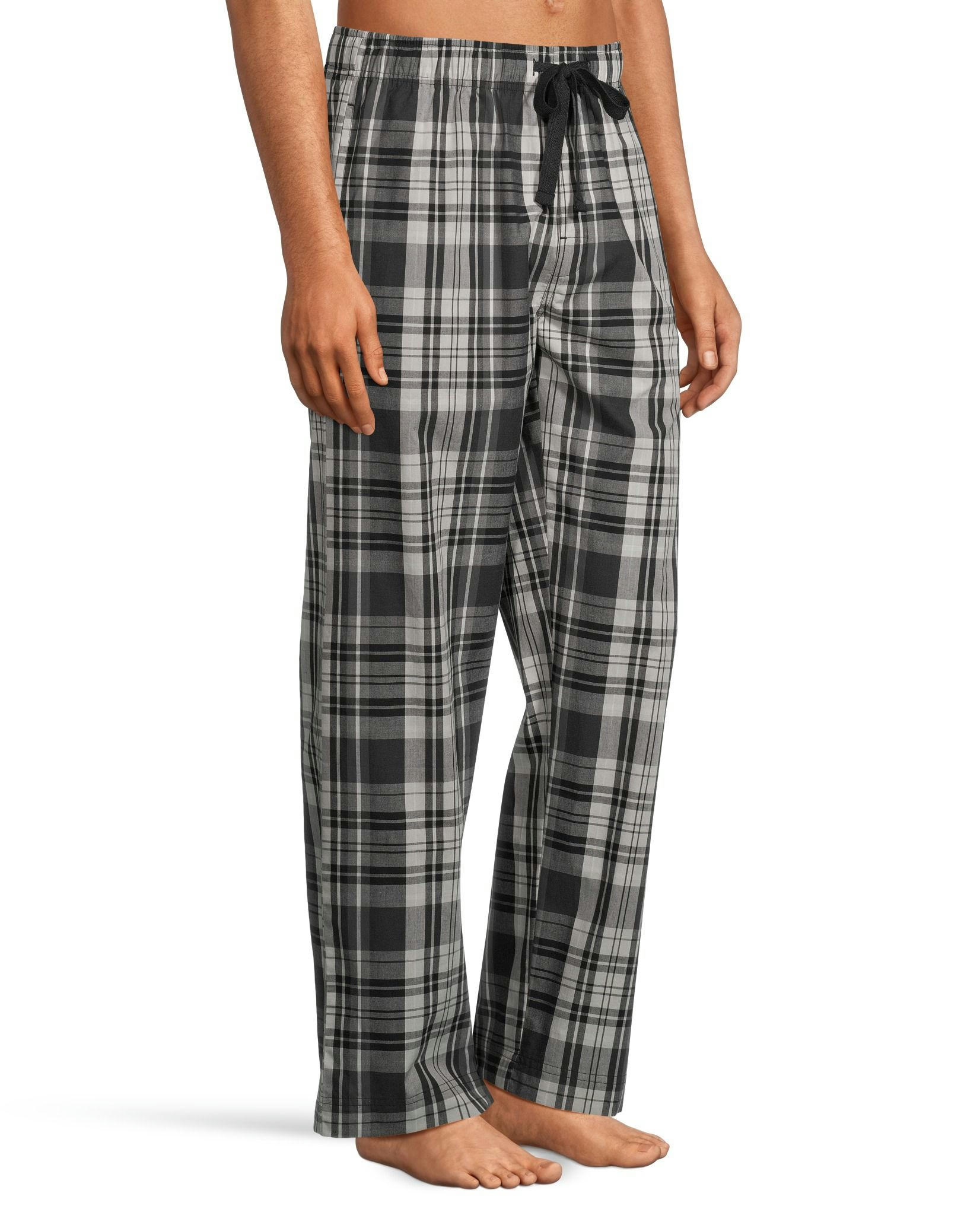 Men's Woven Plaid Lounge Pants With Elastic Waistband and Drawstring