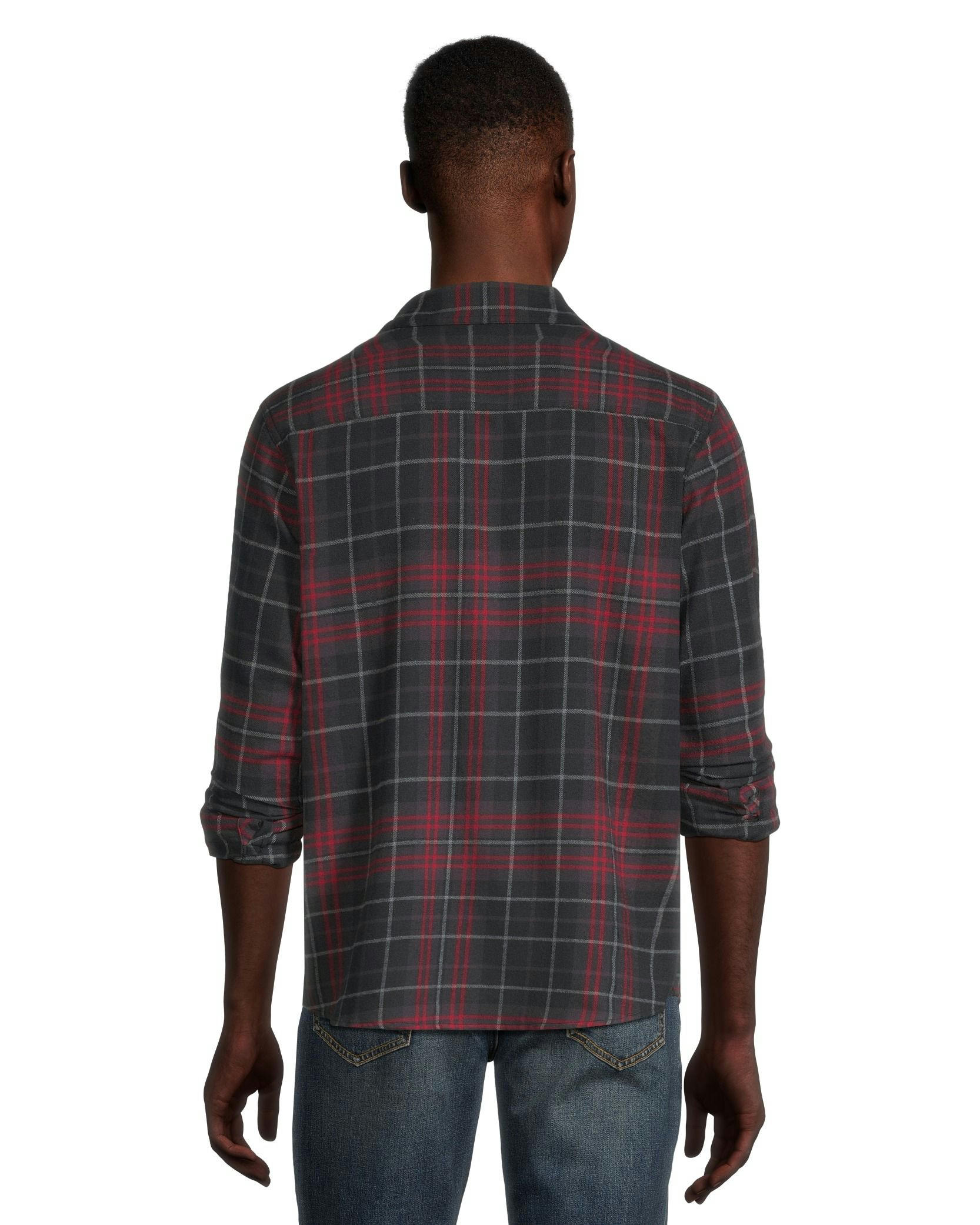 Boston Traders Men's Double Brushed Long Sleeve Snap Flannel Shirt