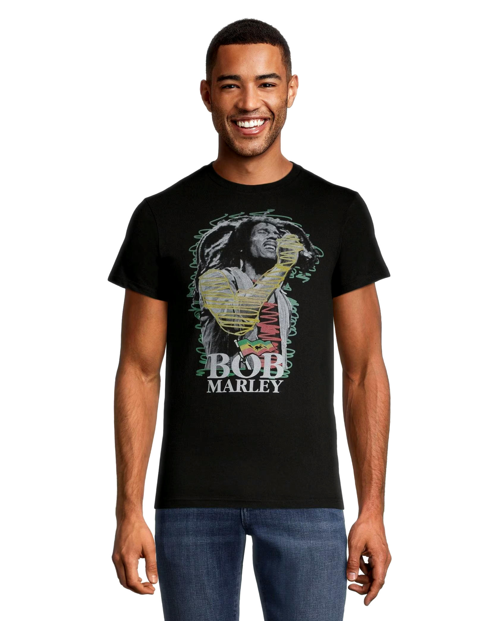 Logo T-Shirt Men's Bob Marley Crewneck Graphic T Shirt