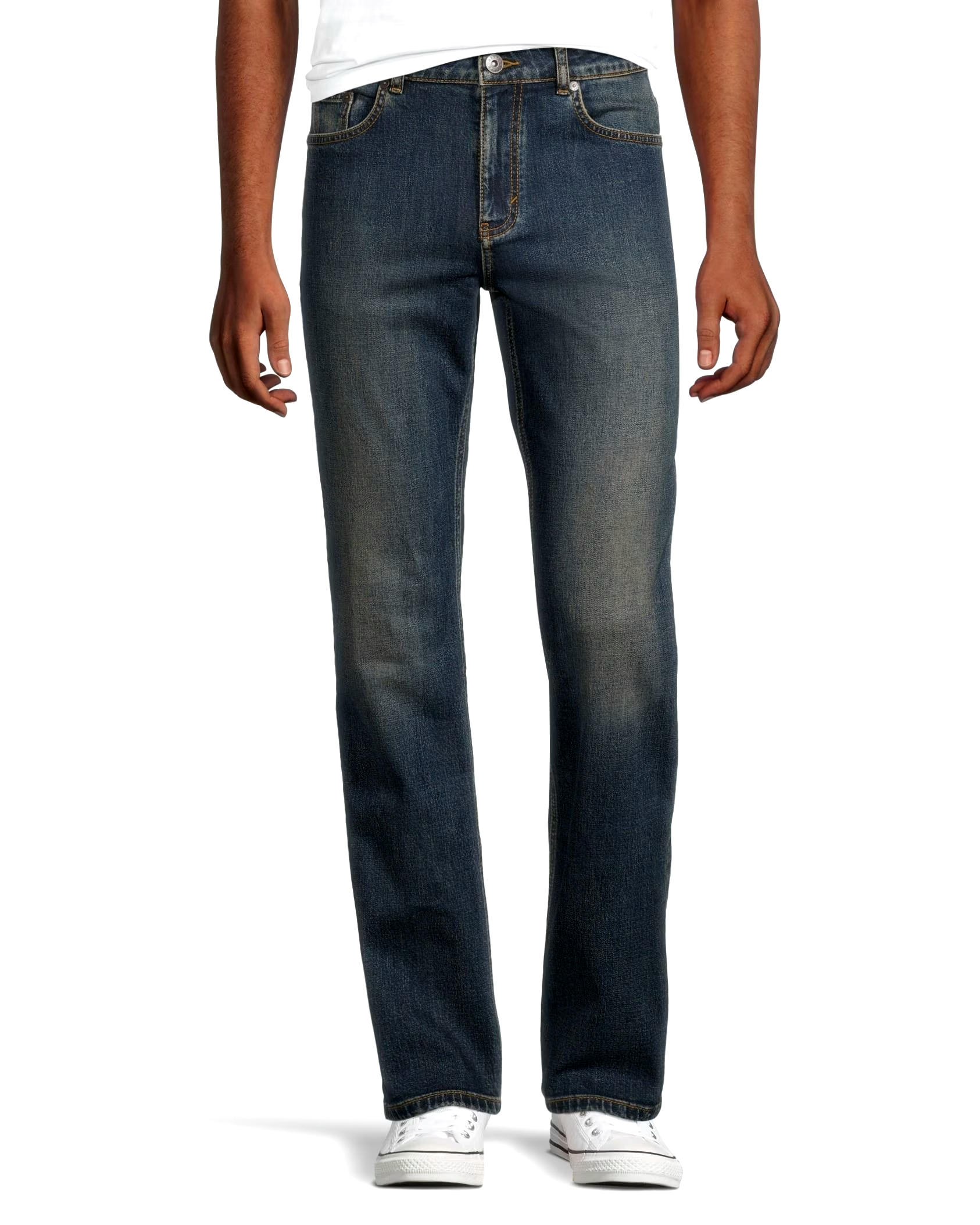 Denver Hayes Men's FLEXTECH Relax Fit Tapered Led Dark Tint Wash Jeans