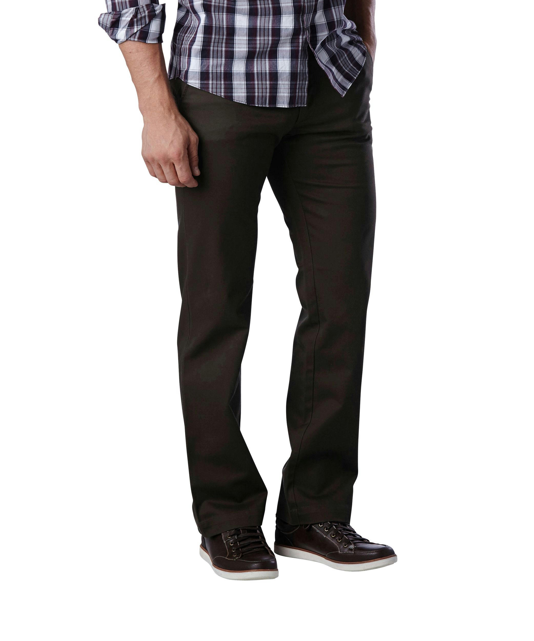 Denver Hayes Men's FLEXTECH 360 Stain Rejector Straight Fit Khakis Pants