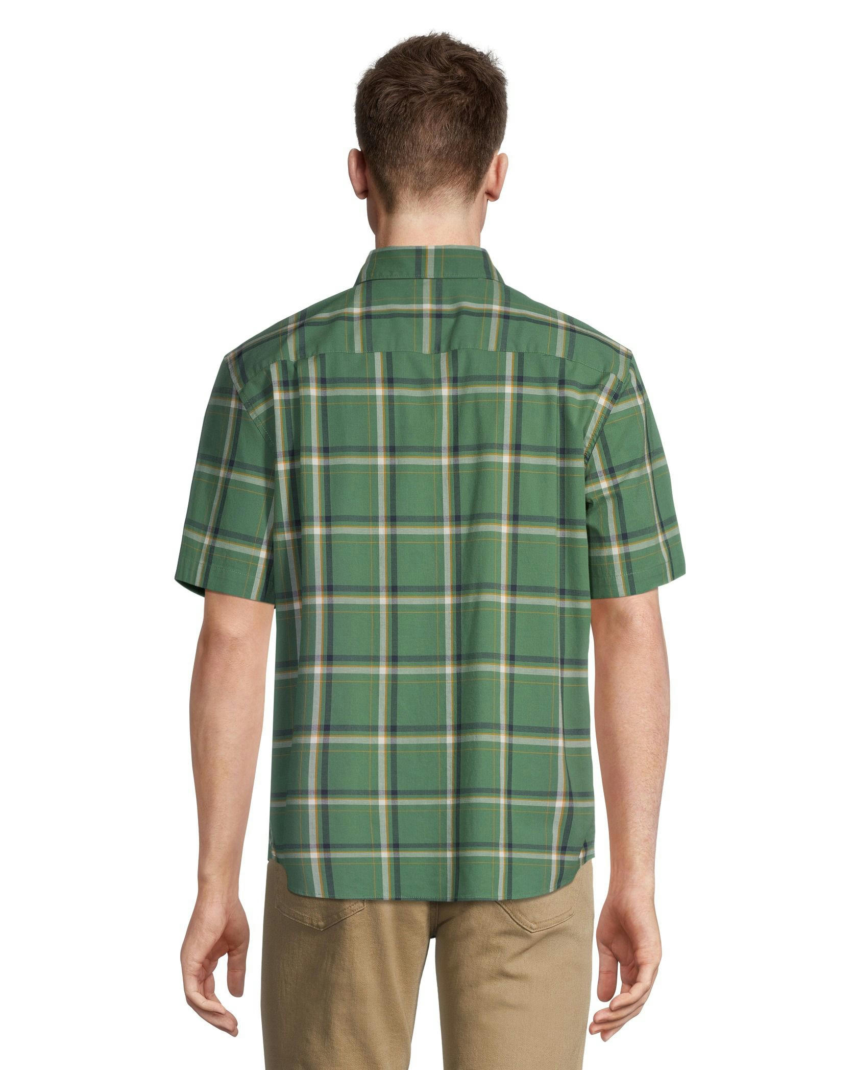 Denver Hayes Men's Classic Fit Short Sleeve Plaid Casual Sport Shirt