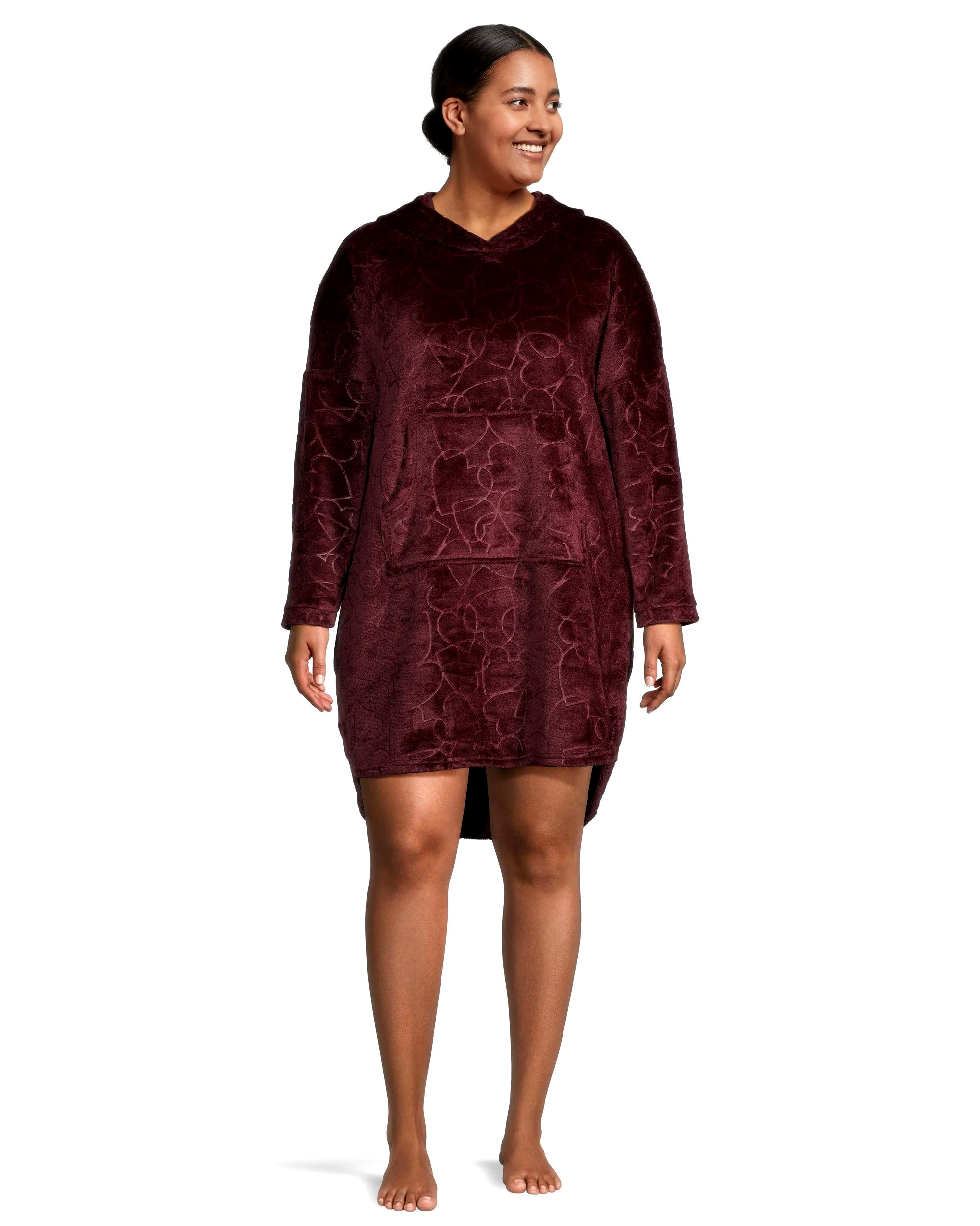 Denver Hayes Women's Plush Velour Hooded Night Shirt