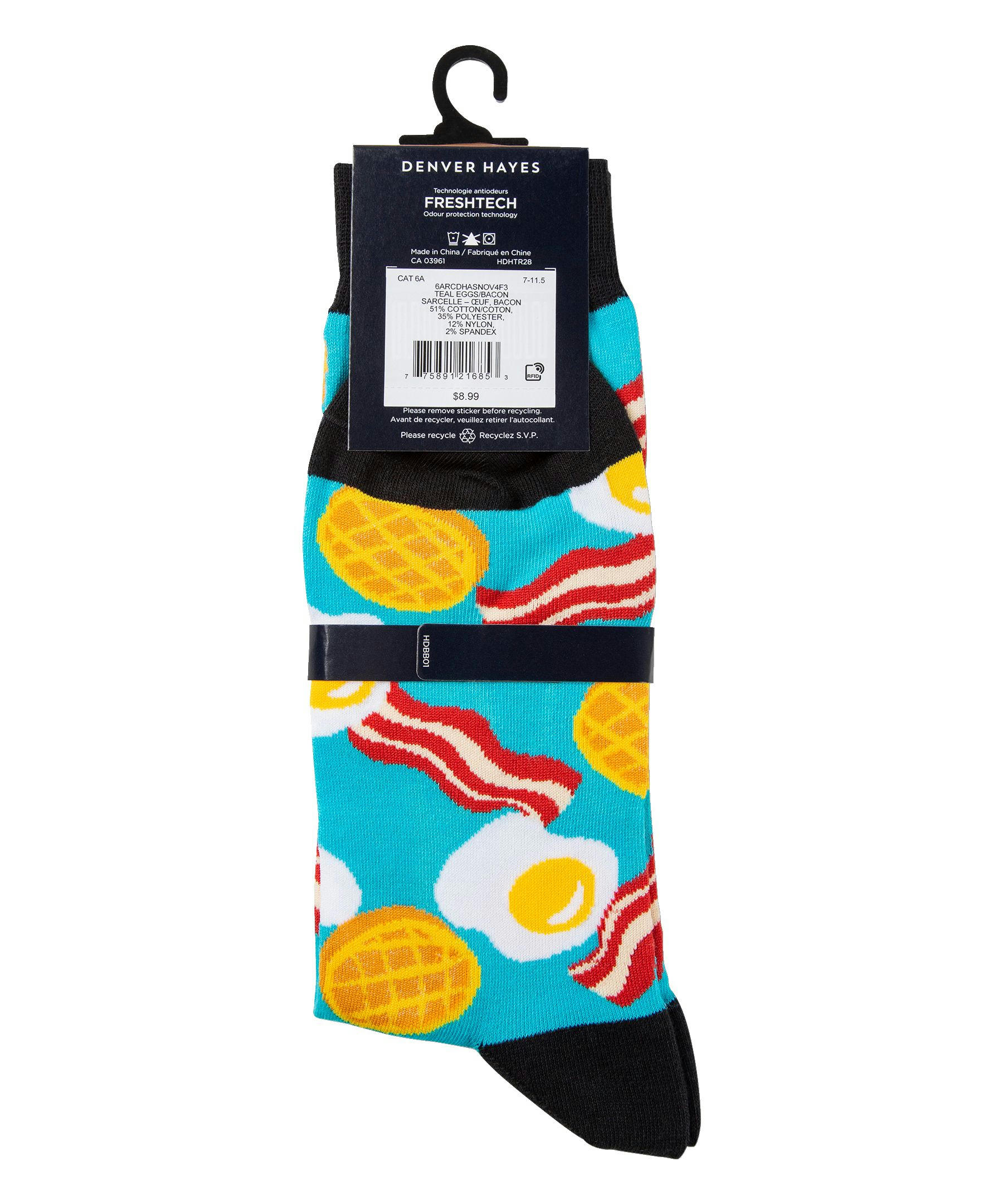 Denver Hayes Men's Novelty Food Pattern Crew Socks