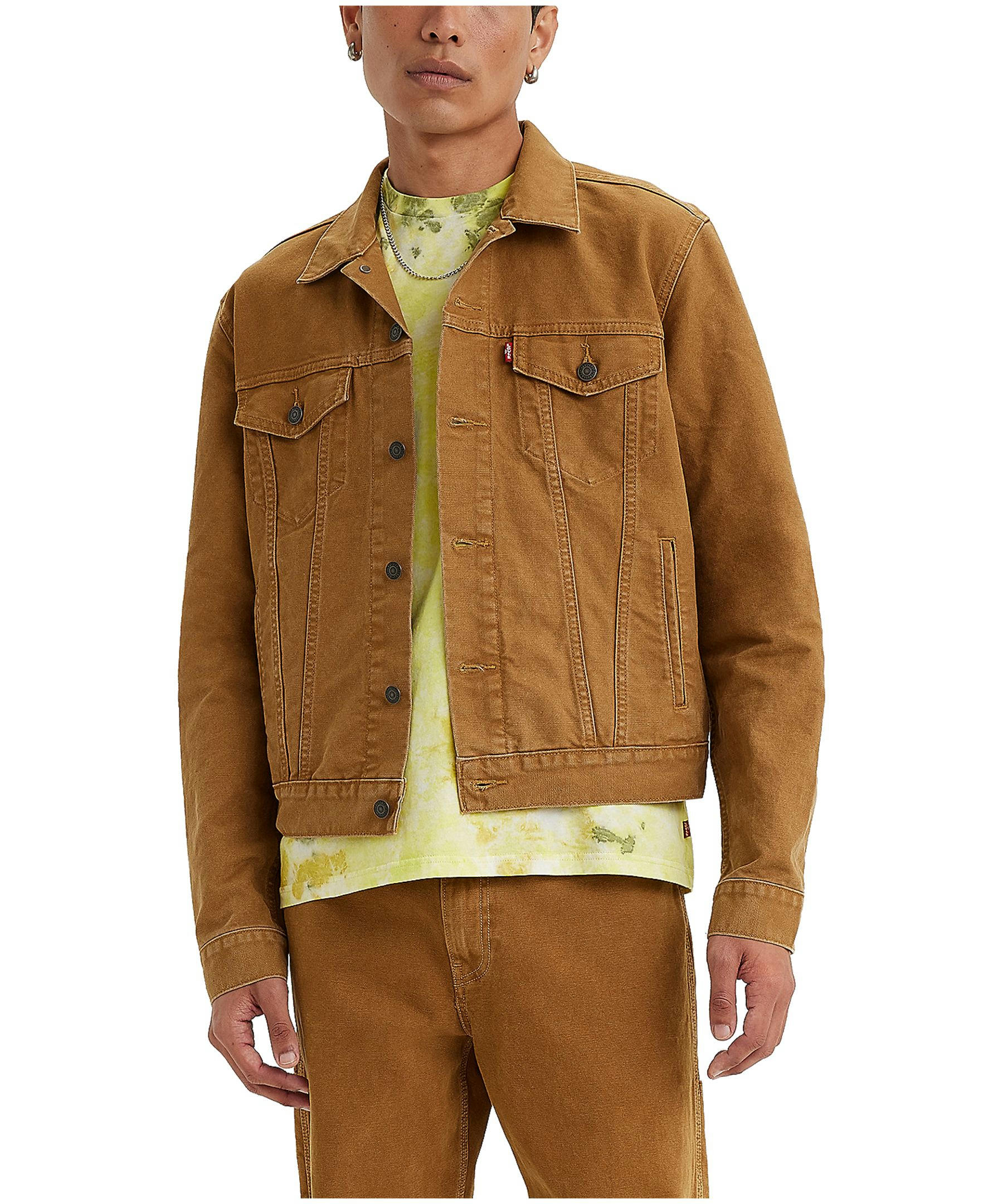 Men's The Trucker Cotton Denim Jacket - Brown/Dark Ginger