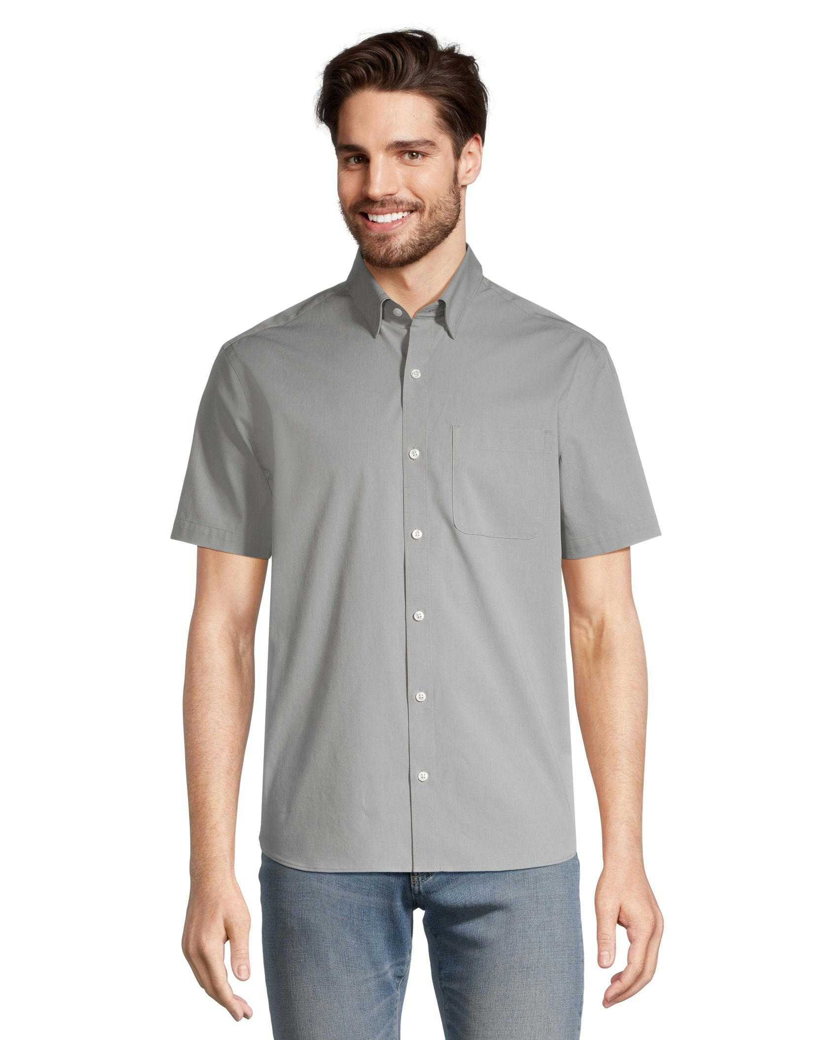 Denver Hayes Men's Poplin Casual Short Sleeve Modern Fit Shirt