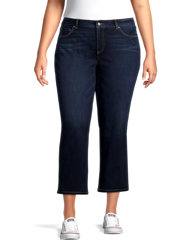 Denver Hayes Women's Curvy Fit Mid Rise Straight Leg Crop Jeans