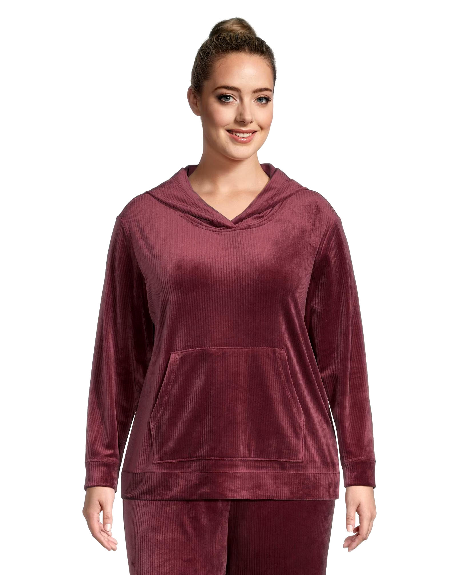 Denver Hayes Women's Plush Velour Hooded Lounge Pullover