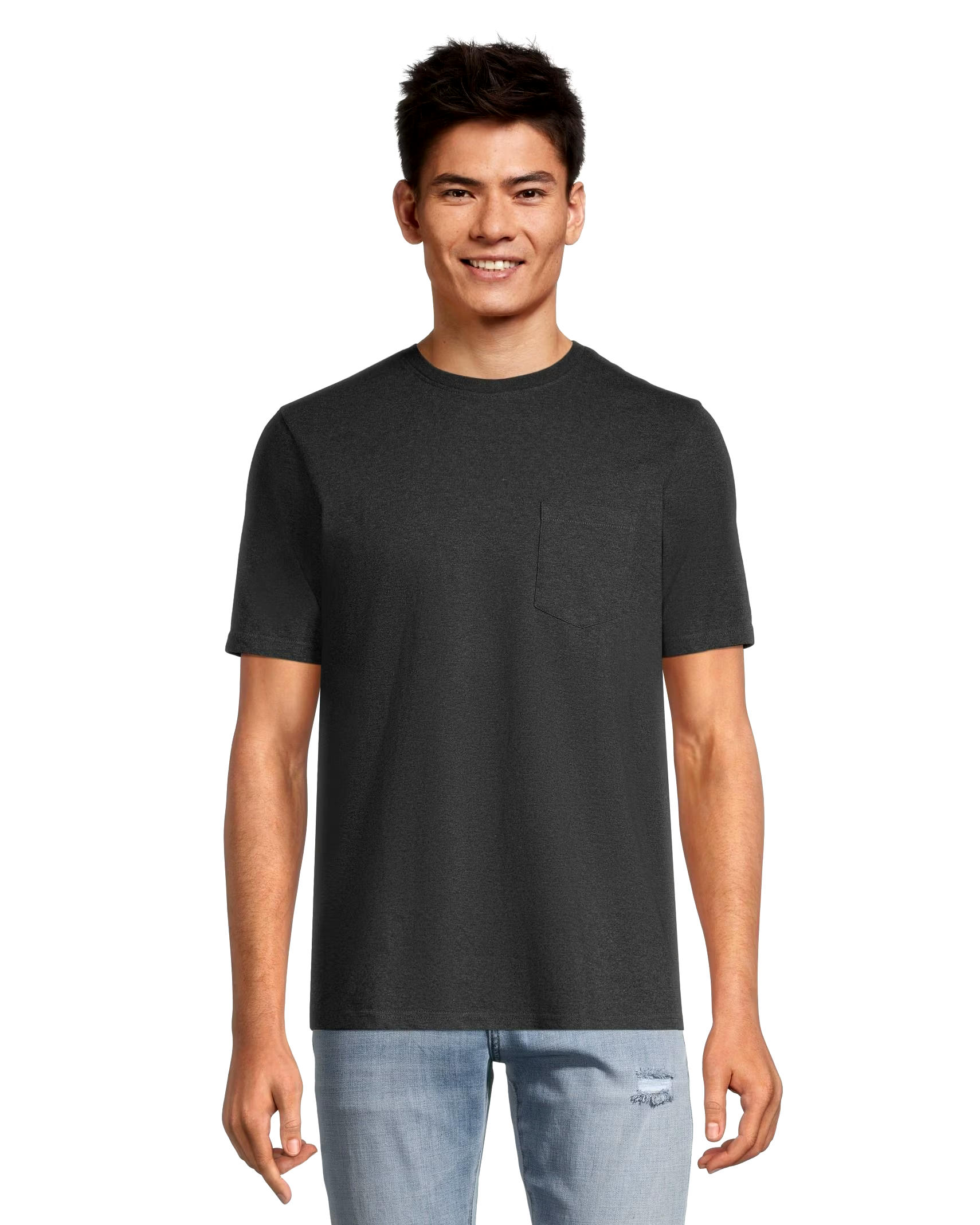 Denver Hayes Men's 50 Wash Classic Fit Chest Pocket Crewneck Cotton T Shirt