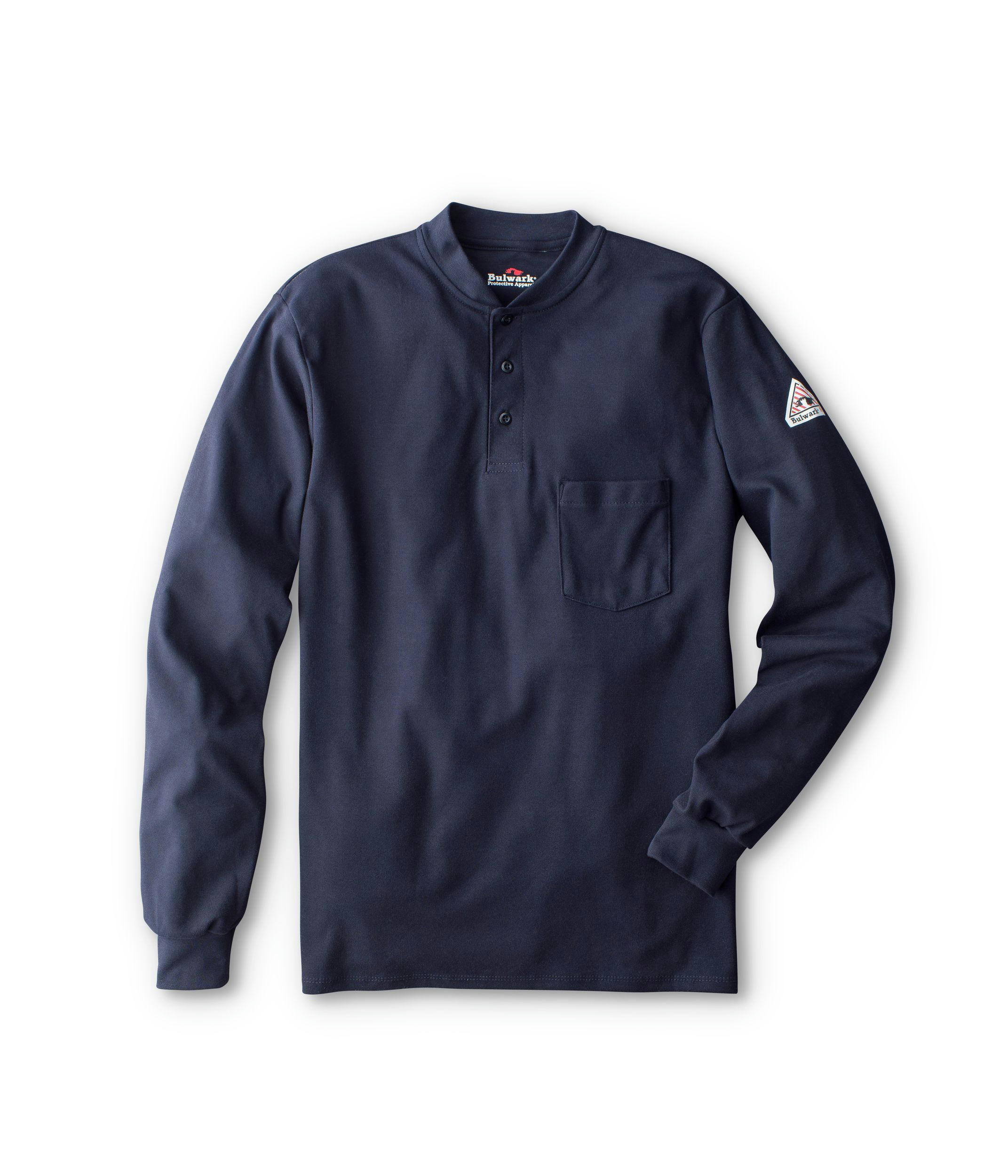 Bulwark Men's EXCEL FR Flame Resistant Cotton Long Sleeve Henley Shirt