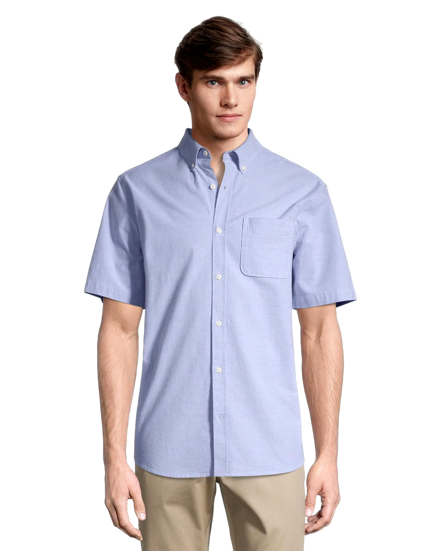 Denver Hayes Men's Classic Fit Short Sleeve Casual Oxford Shirt