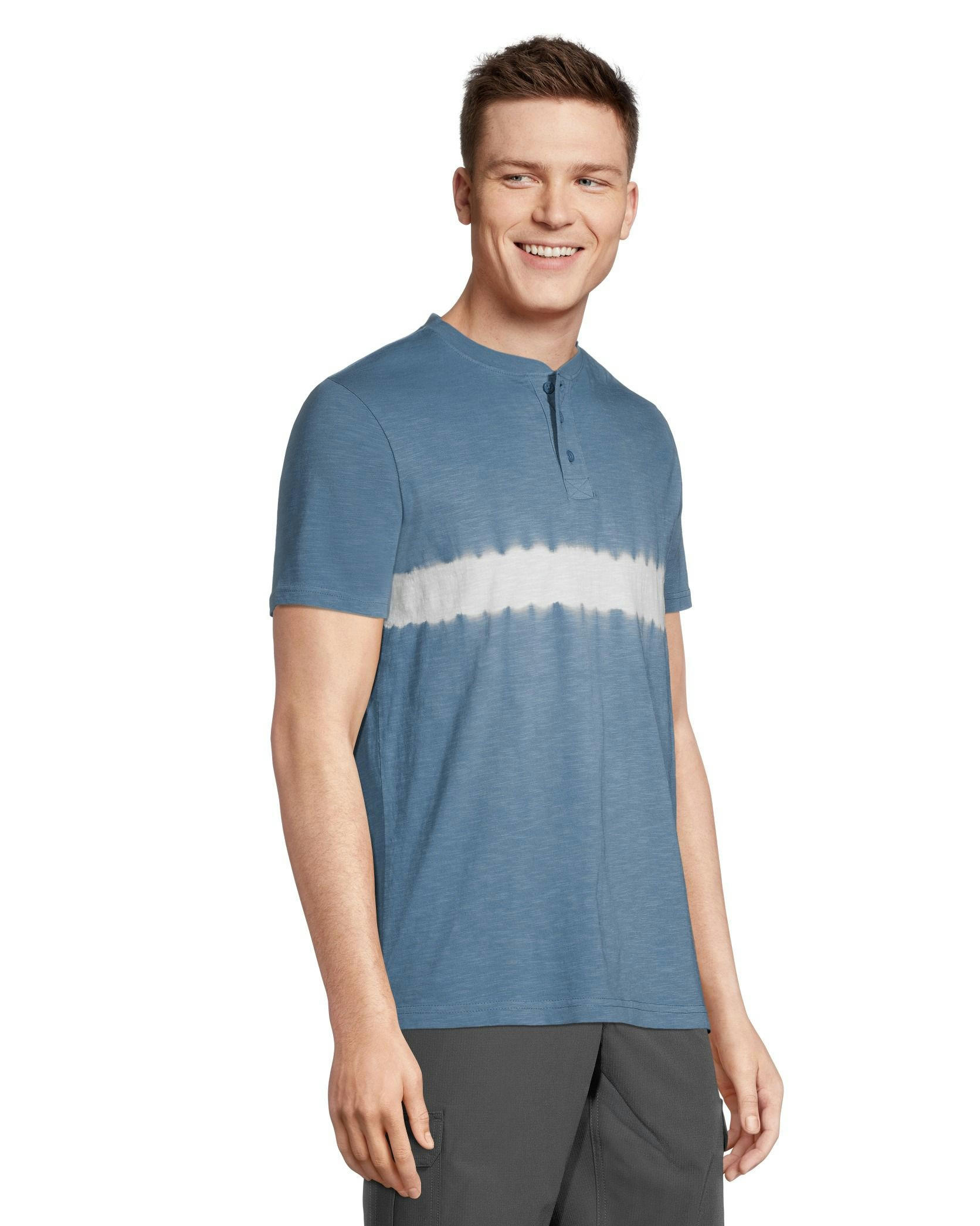 FarWest Men's Tie Dye Short Sleeve Classic Fit Henley Shirt