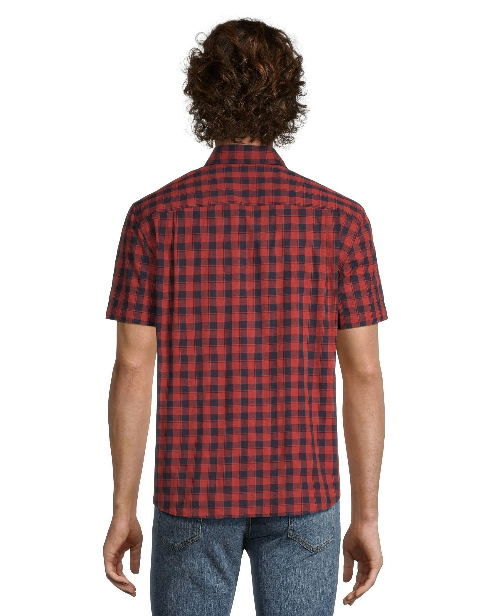 Denver Hayes Men's Short Sleeve Modern Fit Plaid Casual Sport Shirt
