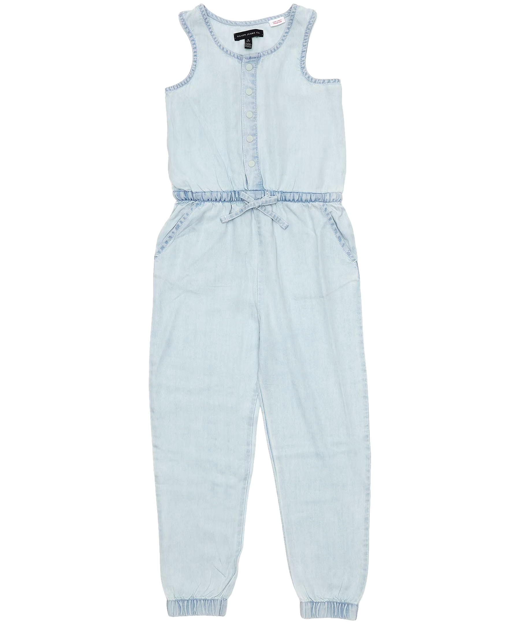 Silver Kids' G's Sleeveless Jumpsuit With Slanted Pockets
