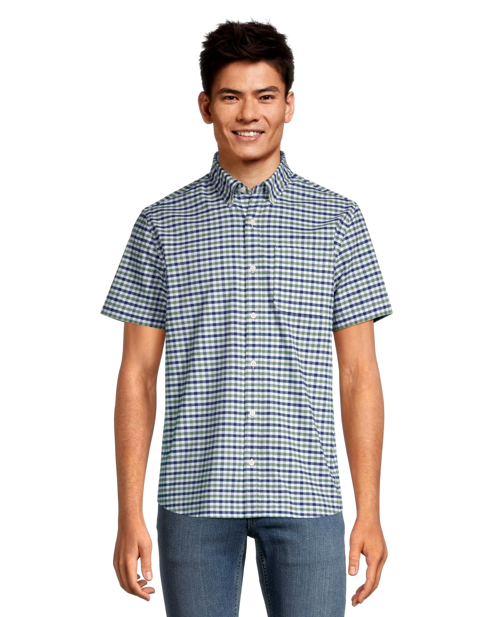 Denver Hayes Men's Modern Fit Short Sleeve Oxford Casual Shirt