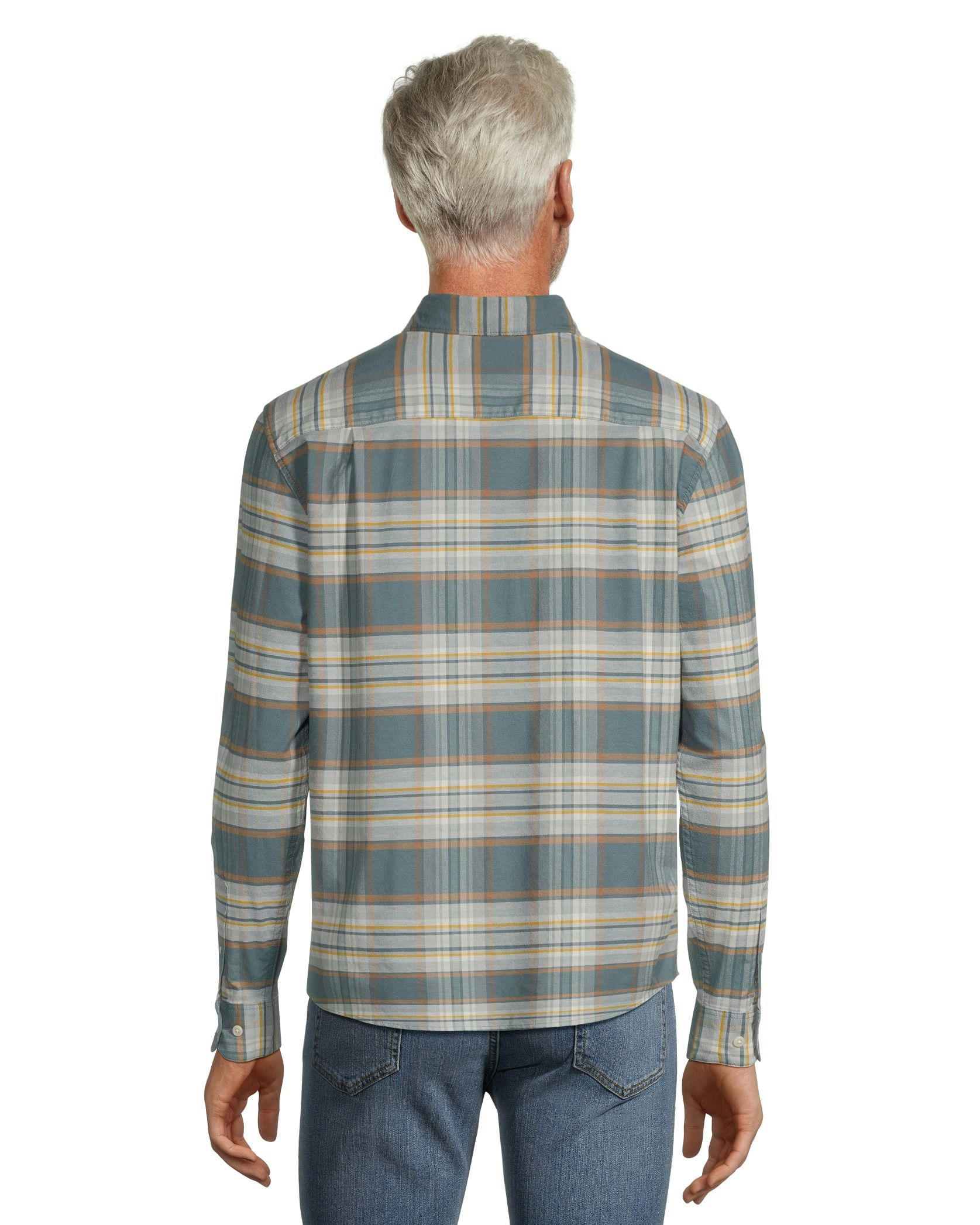 Denver Hayes Men's Stretch Oxford Modern Fit Long Sleeve Button Down Shirt