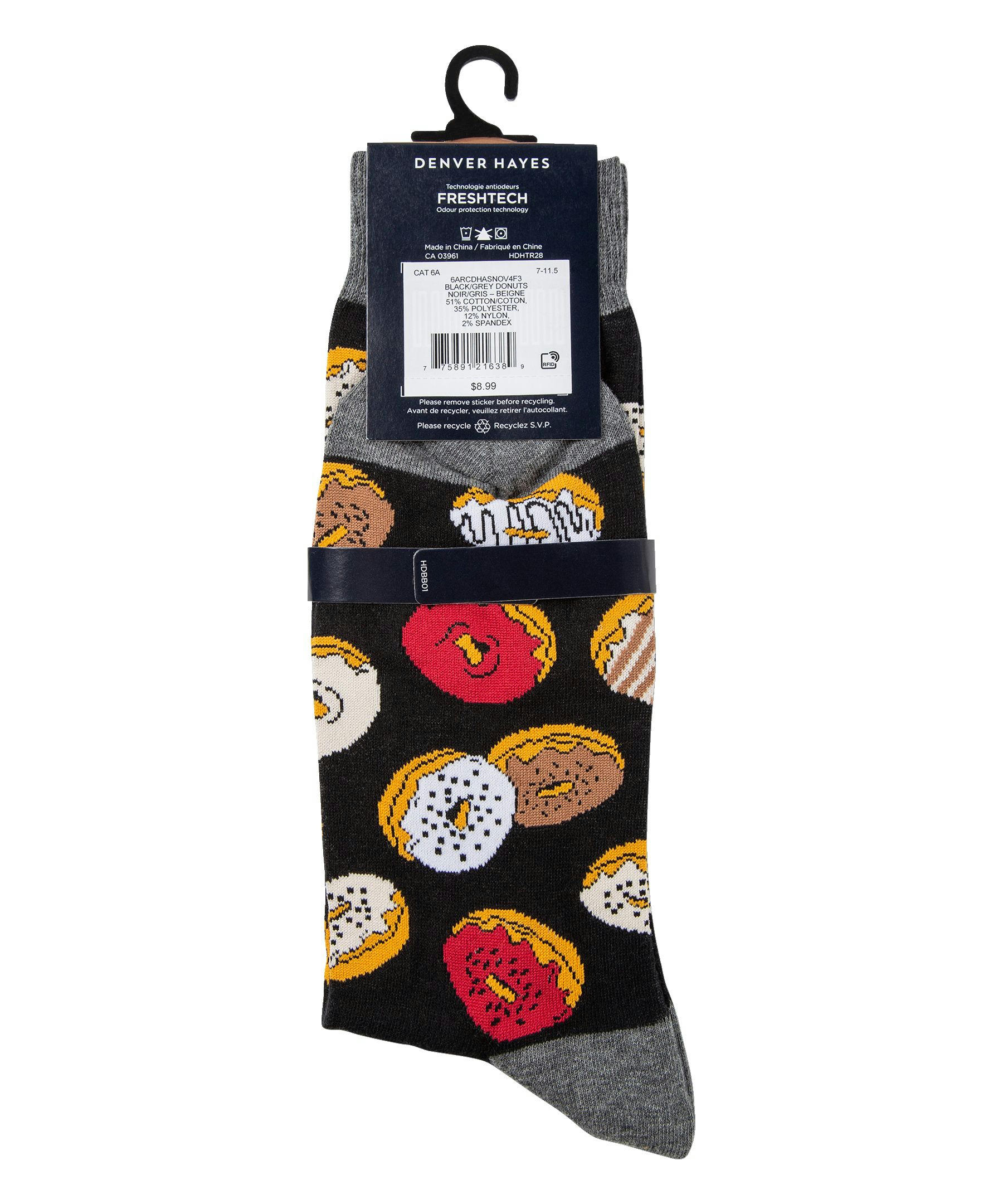 Denver Hayes Men's Novelty Food Pattern Crew Socks