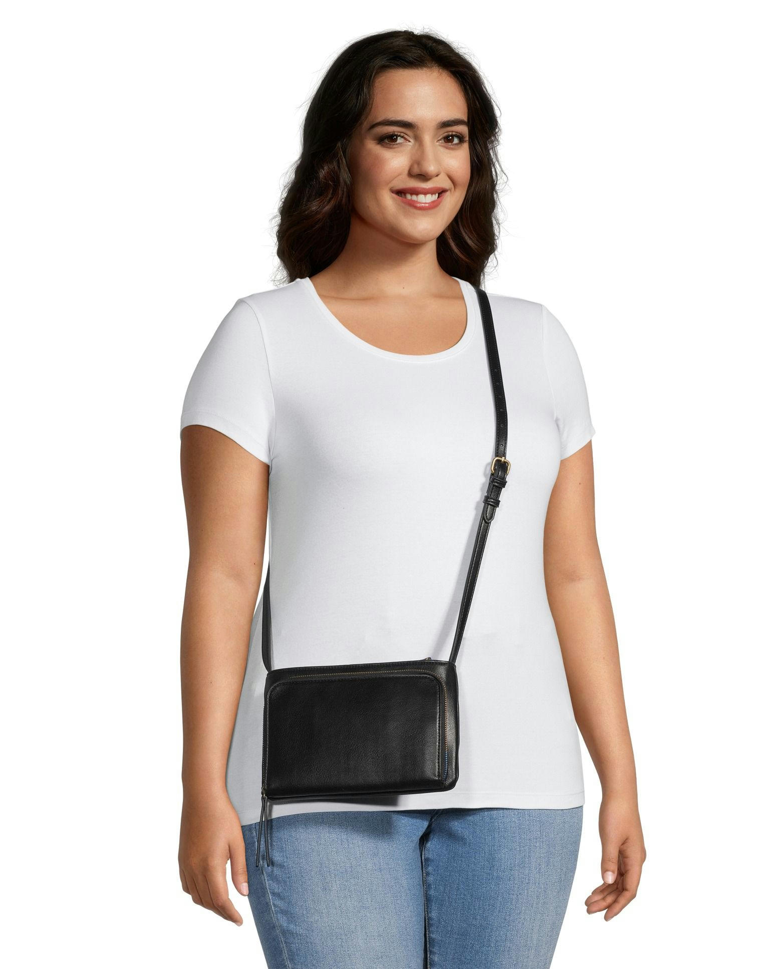 Denver Hayes Women's Crossbody Purse With Zippered Compartment and Removable Strap