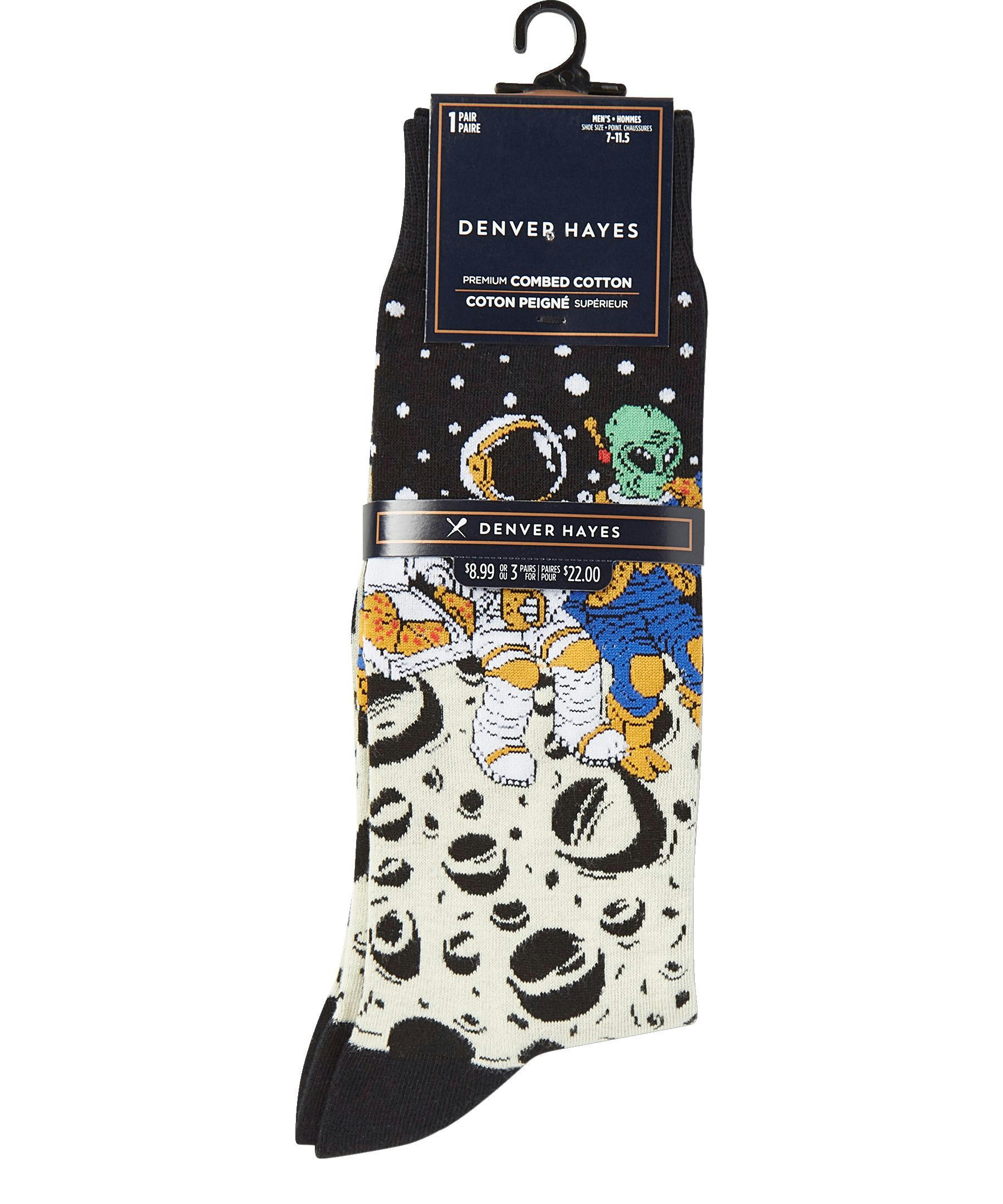 Denver Hayes Men's Novelty Pattern Crew Socks