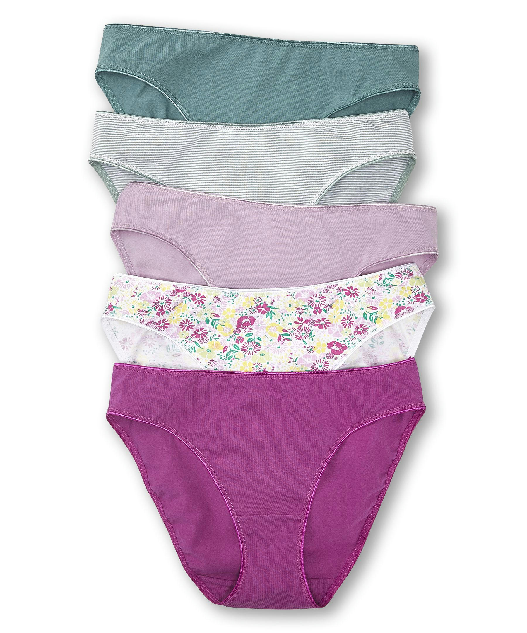 Denver Hayes Women's 5 Pack Cotton Stretch Bikini Panty