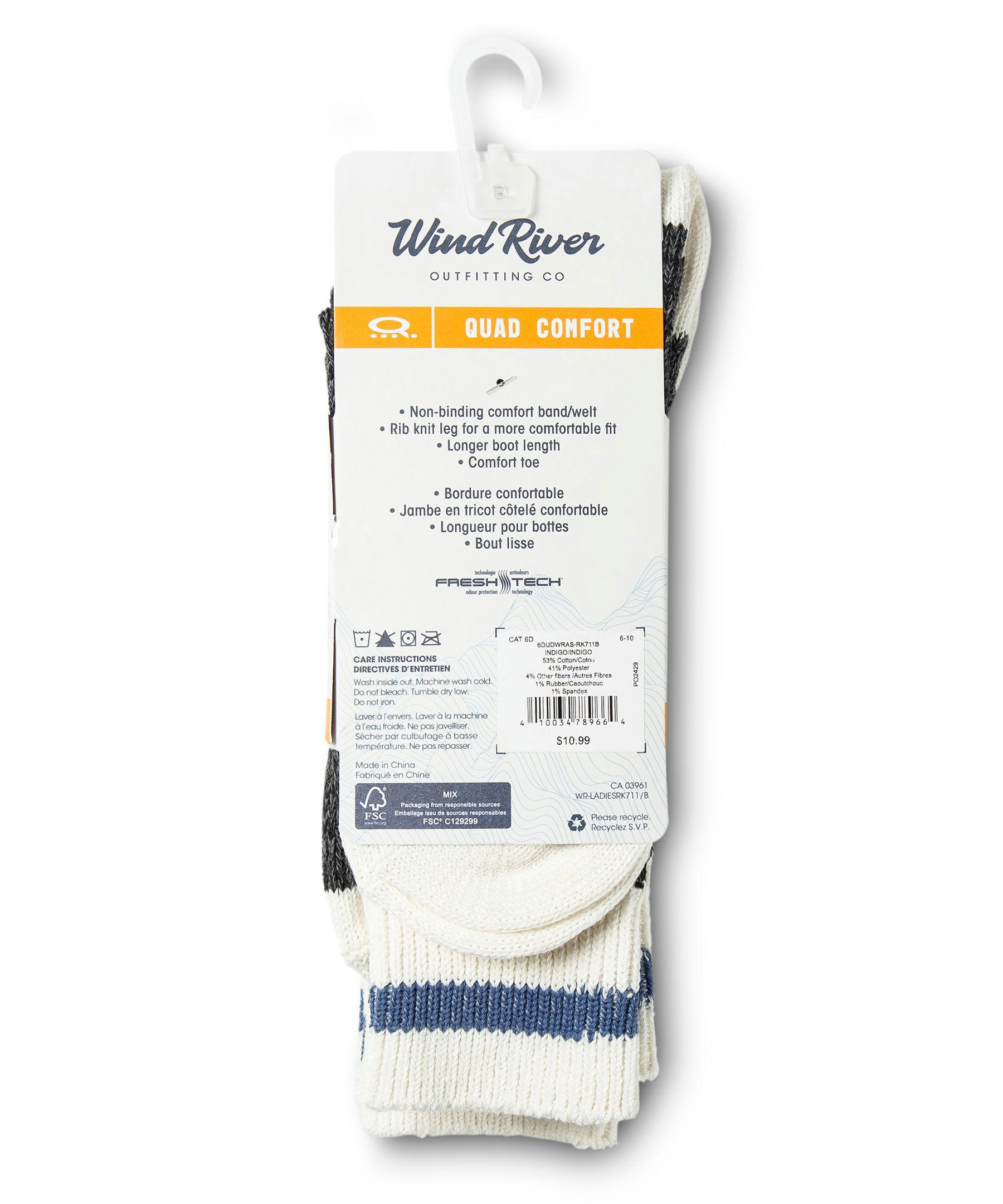 WindRiver Women's 2 Pack Freshtech Outdoor Casual Crew Socks