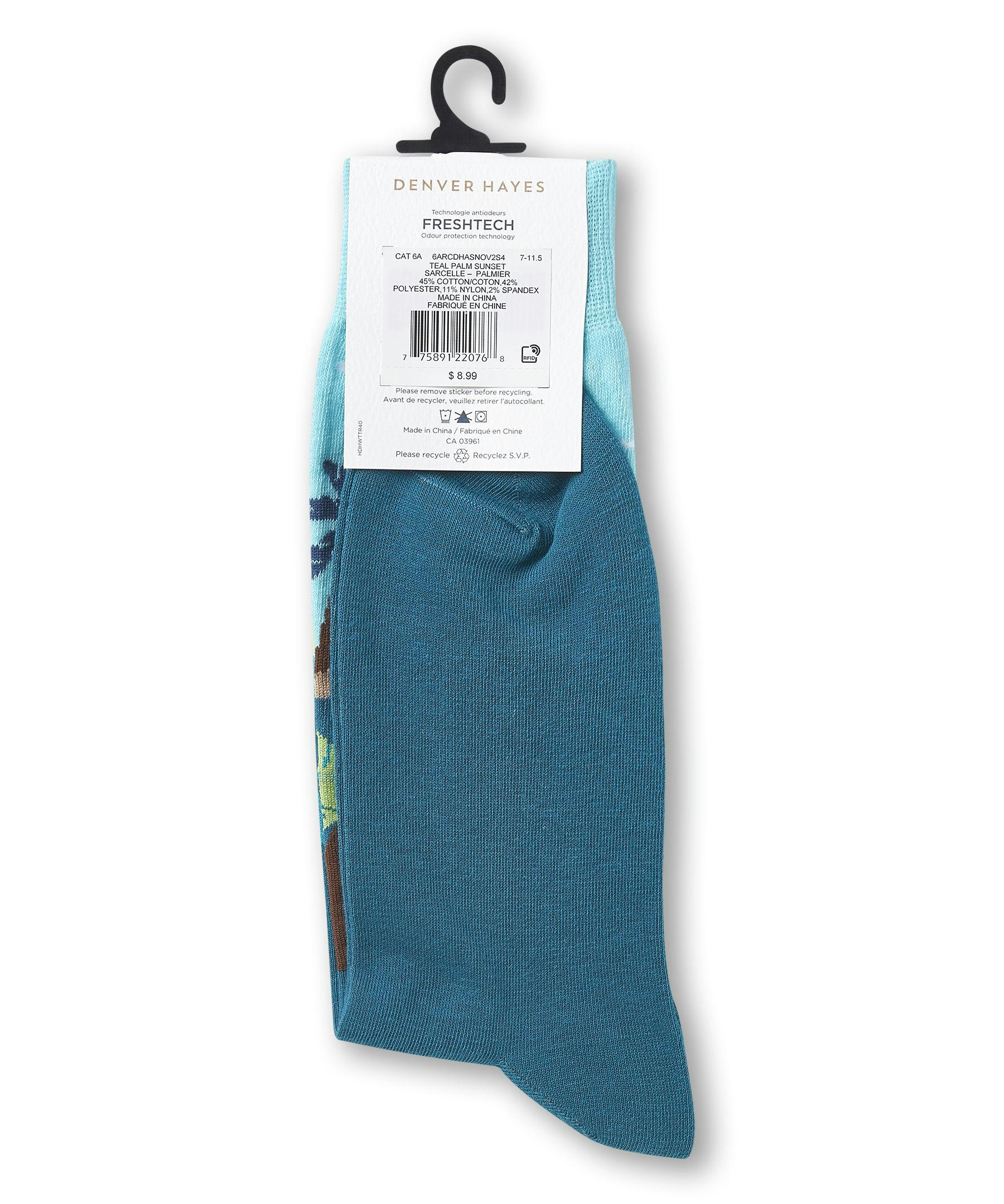 Denver Hayes Men's FRESHTECH® Tropical Pattern Casual Crew Socks