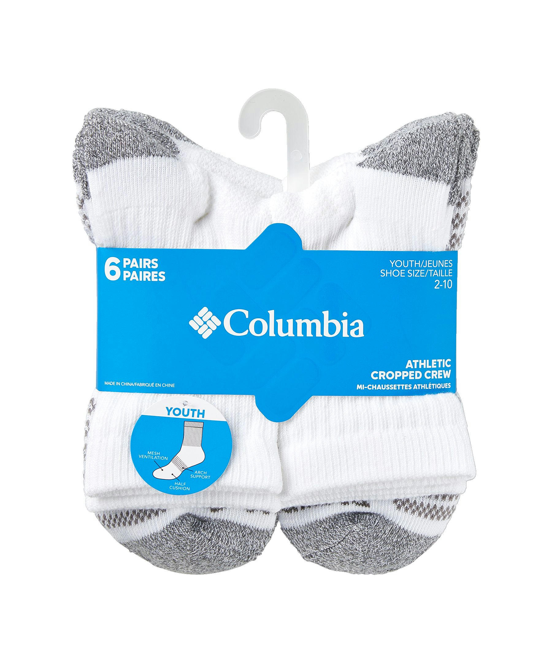 Columbia Kids' Unisex 6 Pack Cropped Crew Socks
