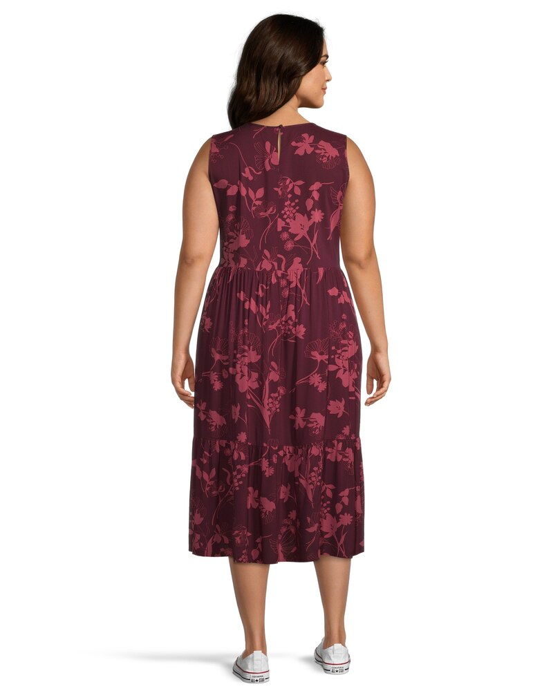 Women's Sleeveless Scoop Neck Tiered Midi Dress