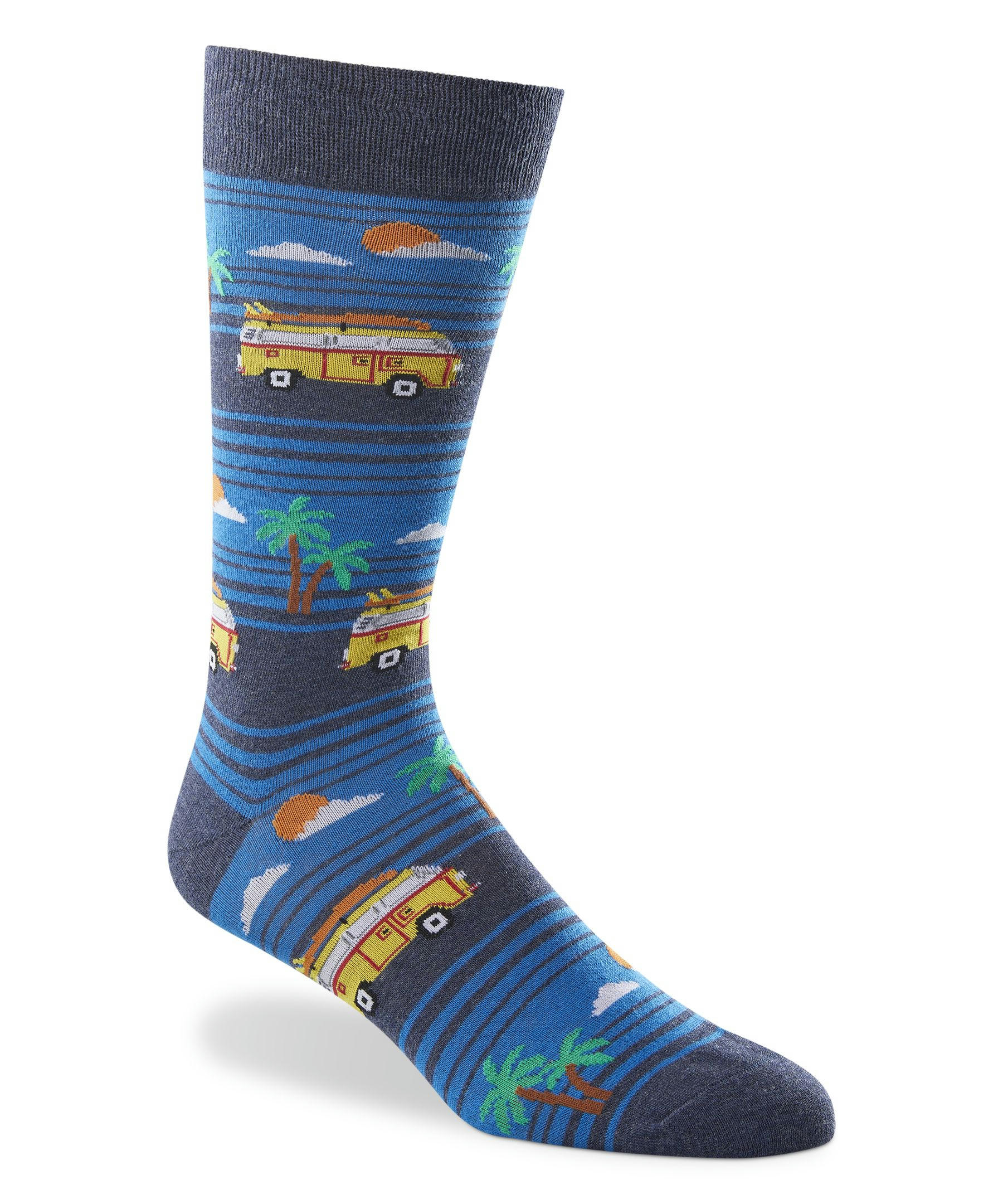 Denver Hayes Men's FRESHTECH® Tropical Pattern Casual Crew Socks