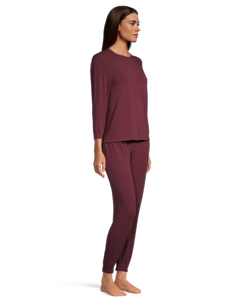 Denver Hayes Women's 2 Piece Jersey Crew Pajama Top and Pants Set