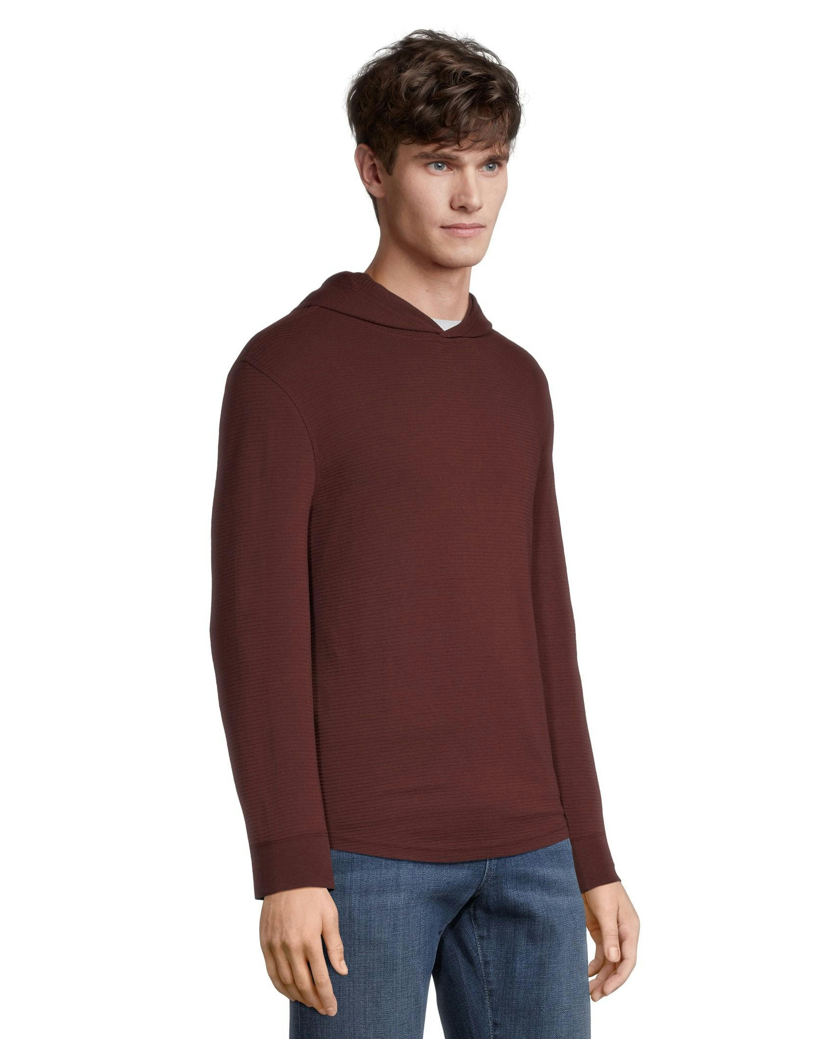 Denver Hayes Men's Long Sleeve Modern Fit Ottoman Hooded Pullover