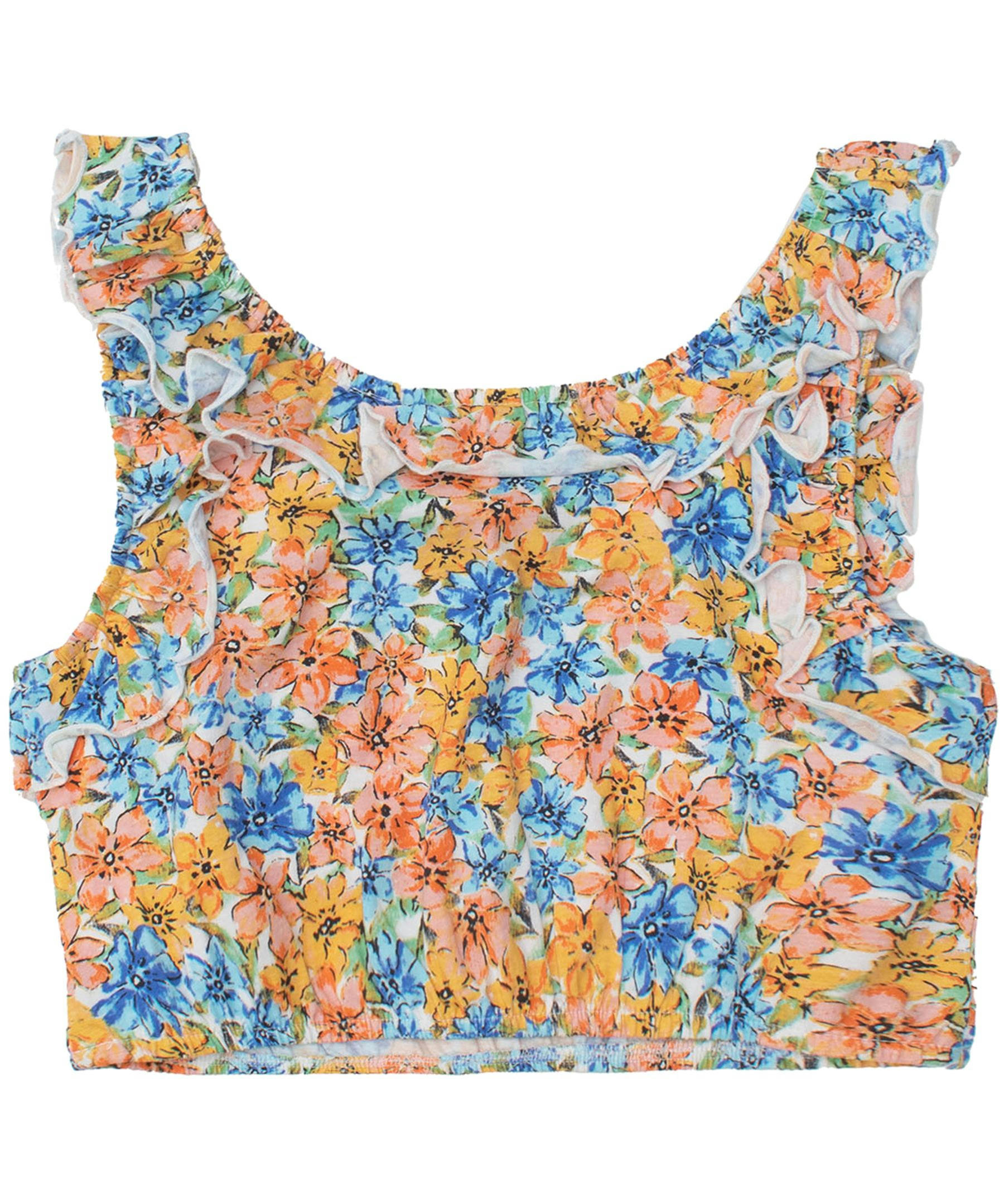 Silver Youth Girls' Sleeveless Crop Top - Floral Print