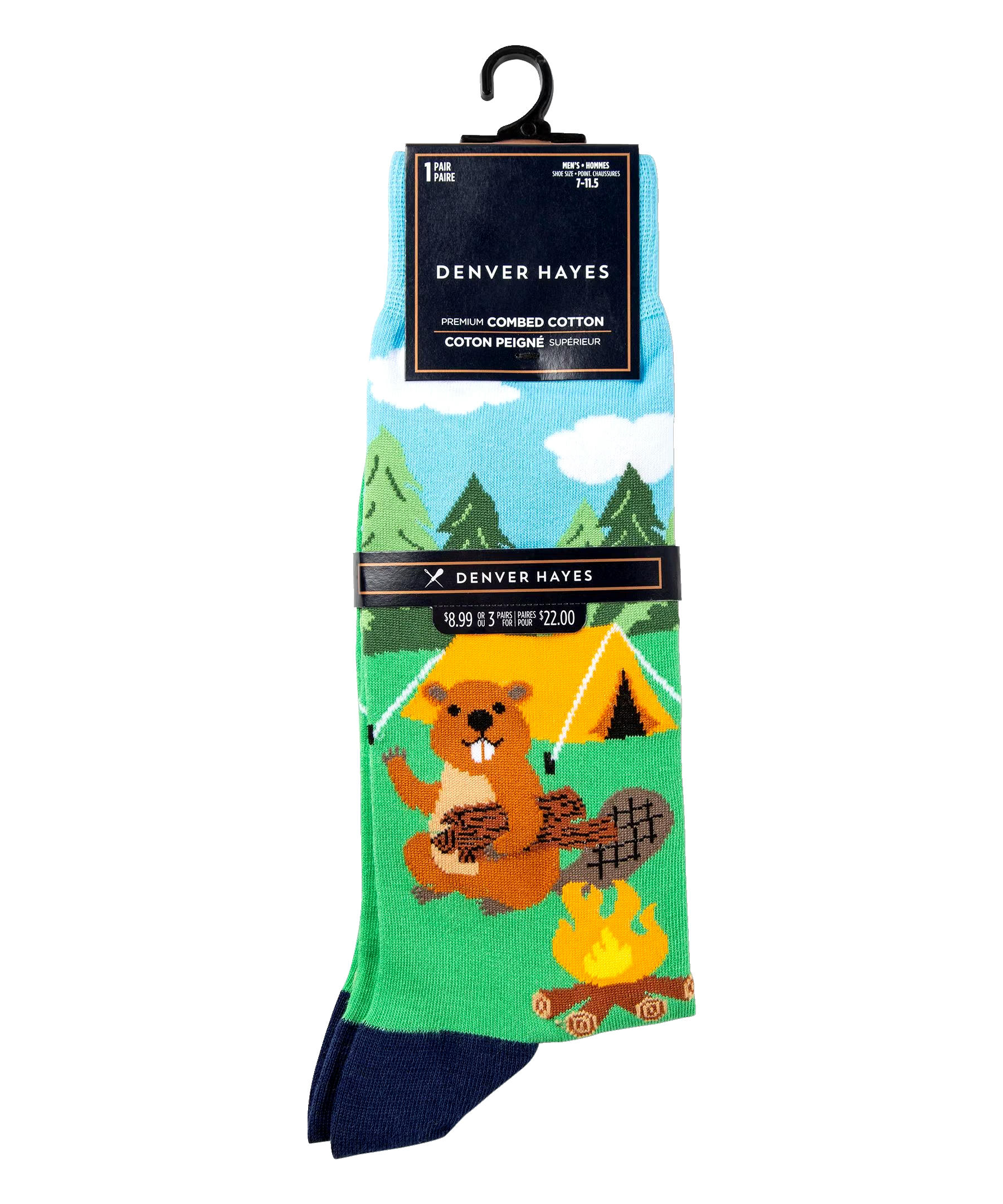 Denver Hayes Men's Novelty Camping Pattern Crew Socks