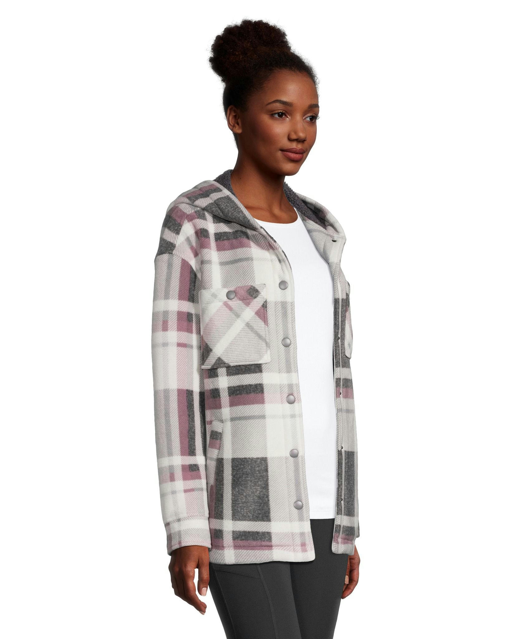 WindRiver Women's Snap Front Hooded Fleece Shacket