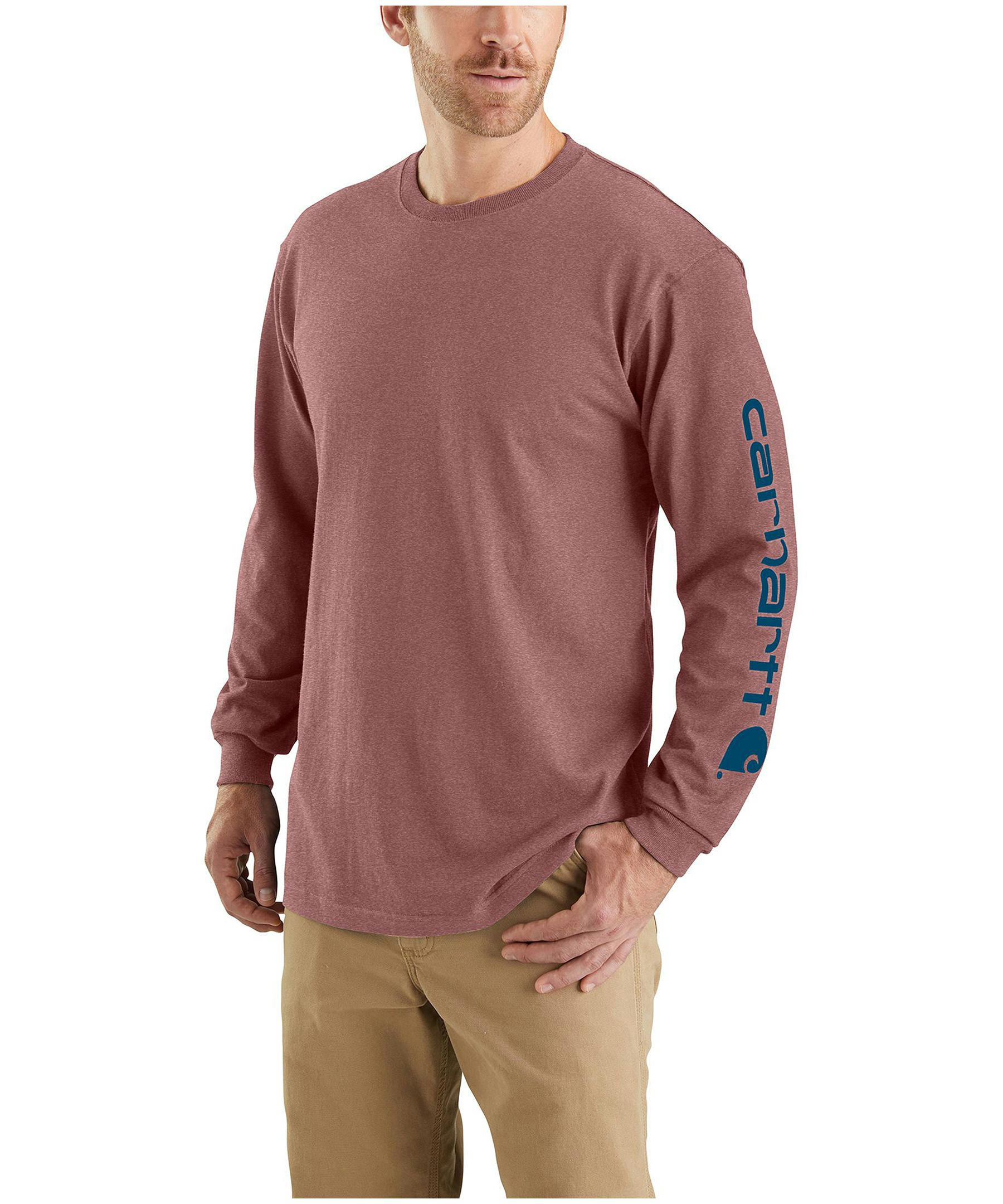 Carhartt Men's Loose Fit Sleeve Logo Long Sleeve Graphic T Shirt