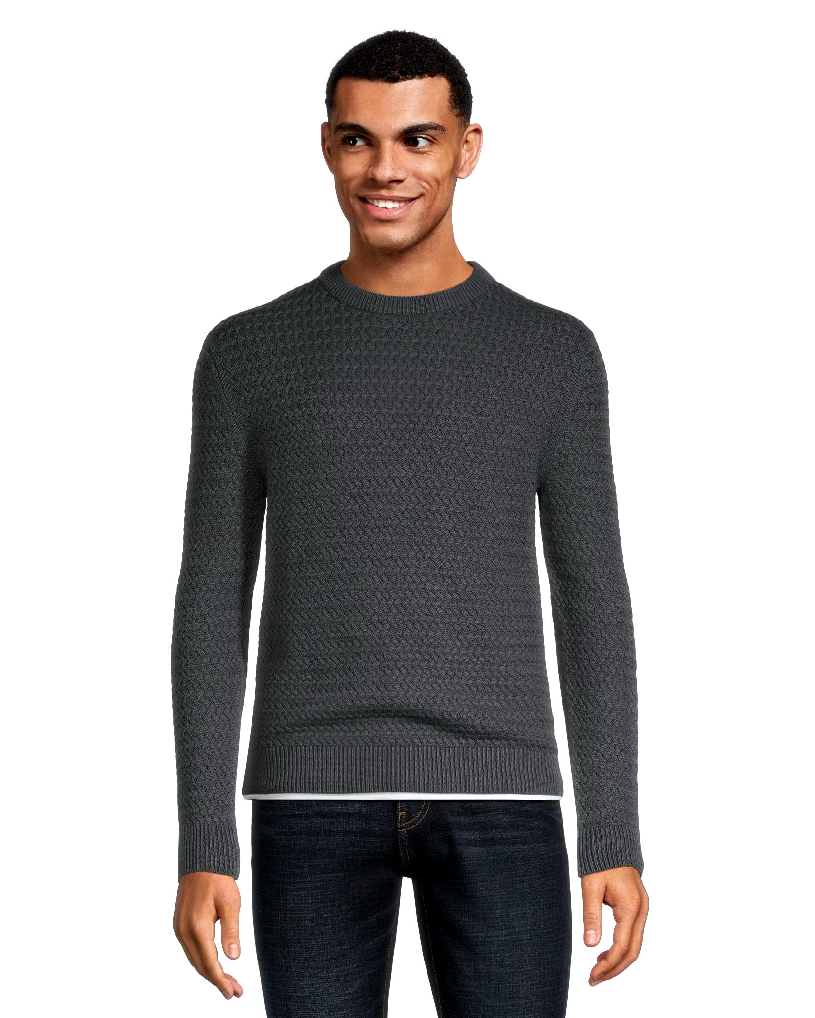 Denver Hayes Men's Rope Stitch Crewneck Sweater